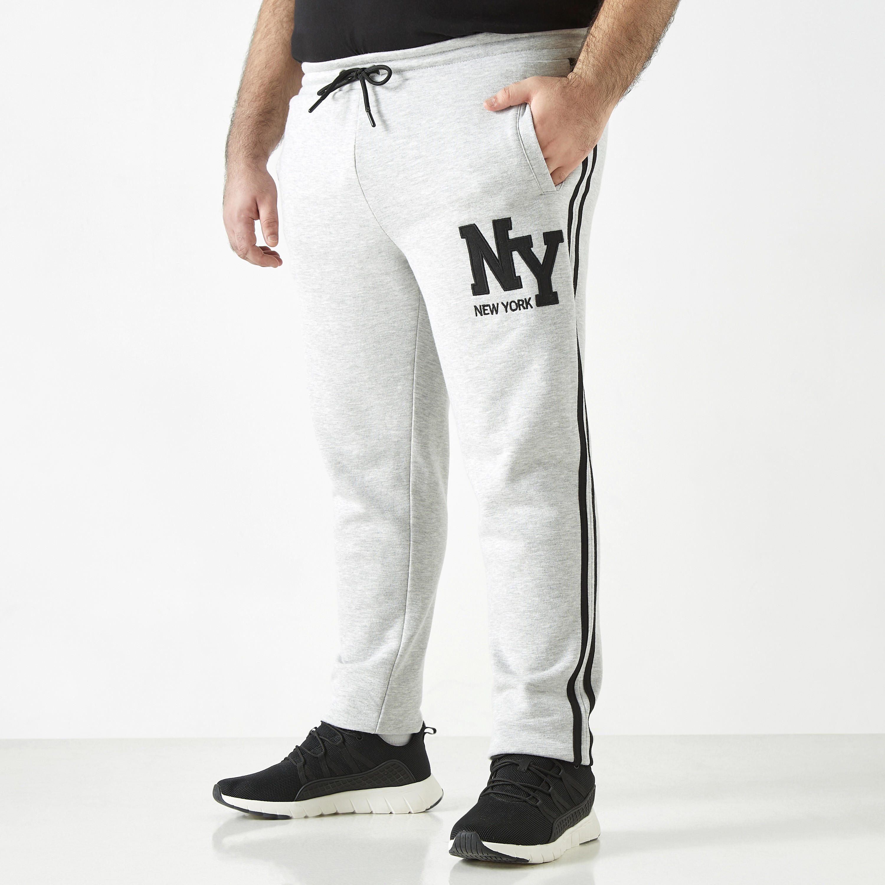 Plus Size Embroidered Joggers with Drawstring Closure and Pockets-men-clothing-bottoms-joggers-image-1