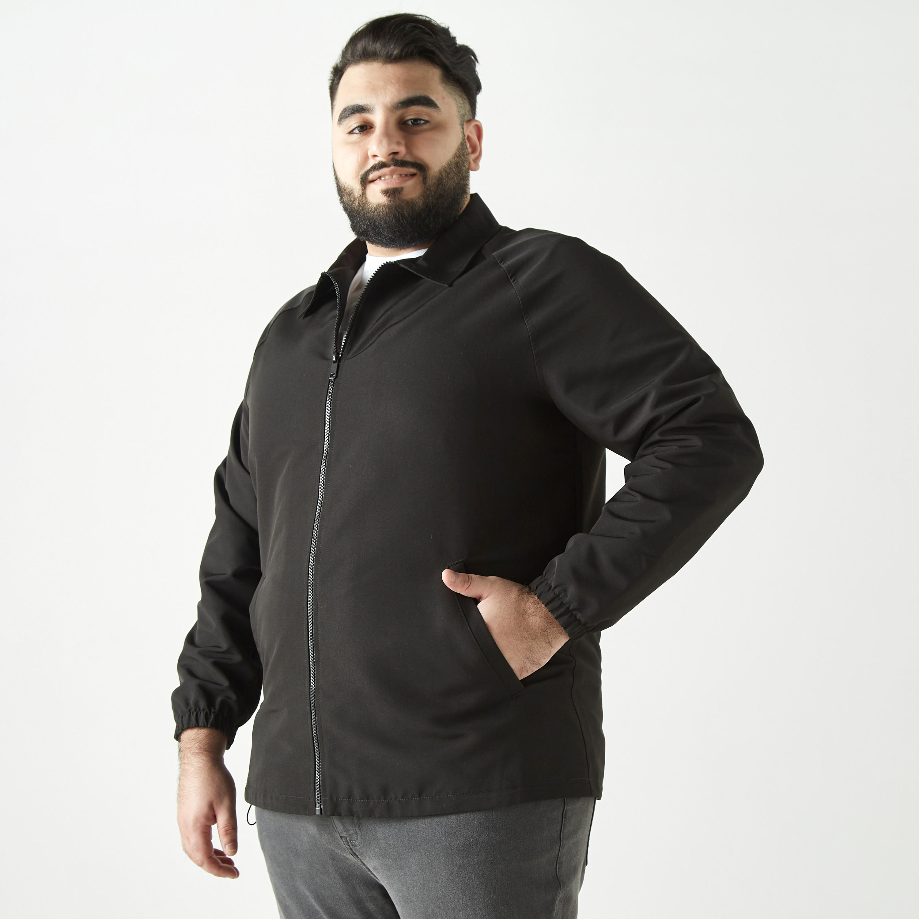 Plus Size Zip Through Jacket with Pockets-men-clothing-jacketsandblazers-jackets-image-1