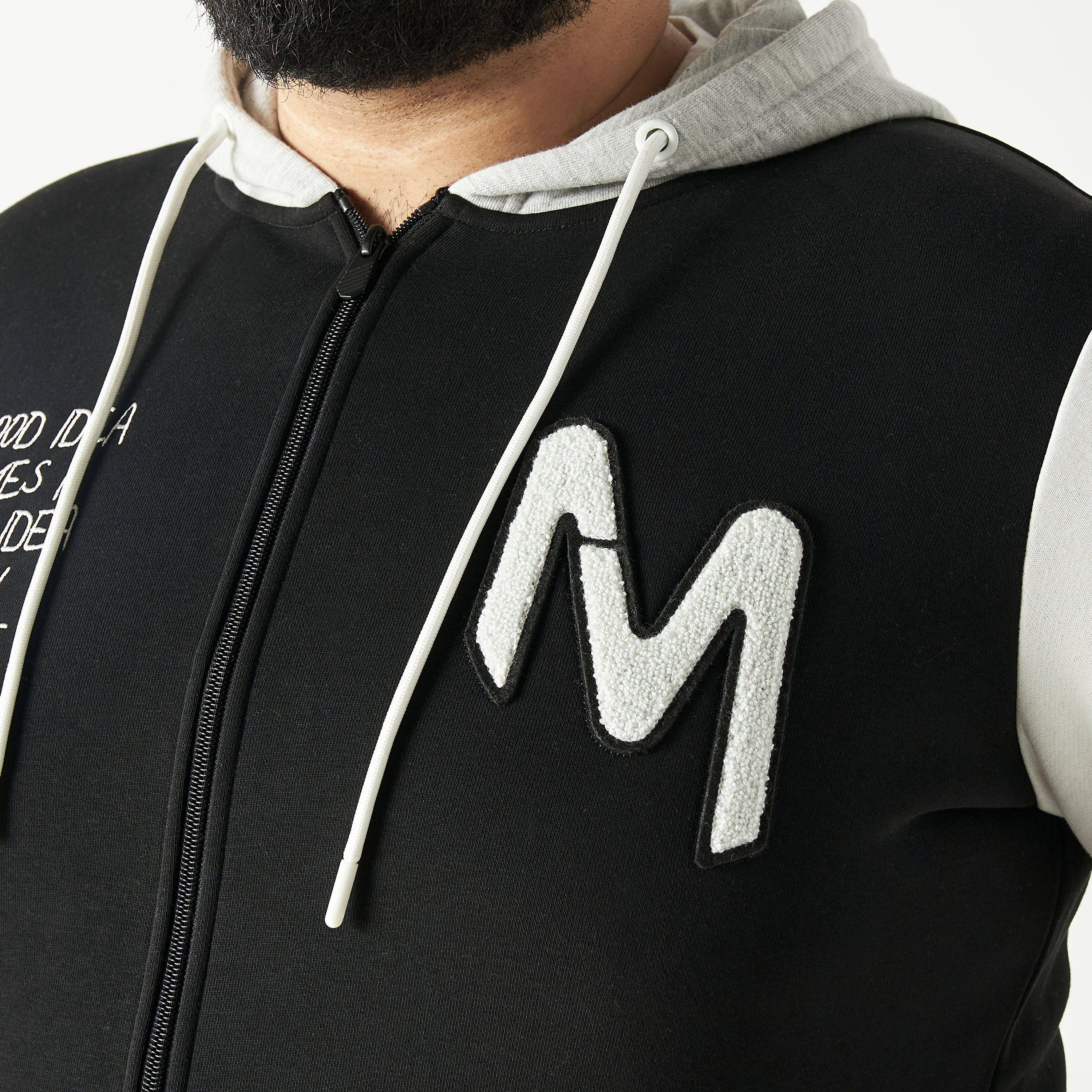 Plus Size Michigan Slogan Print Zip Through Jacket with Hood and Long Sleeves-men-clothing-jacketsandblazers-jackets-image-4