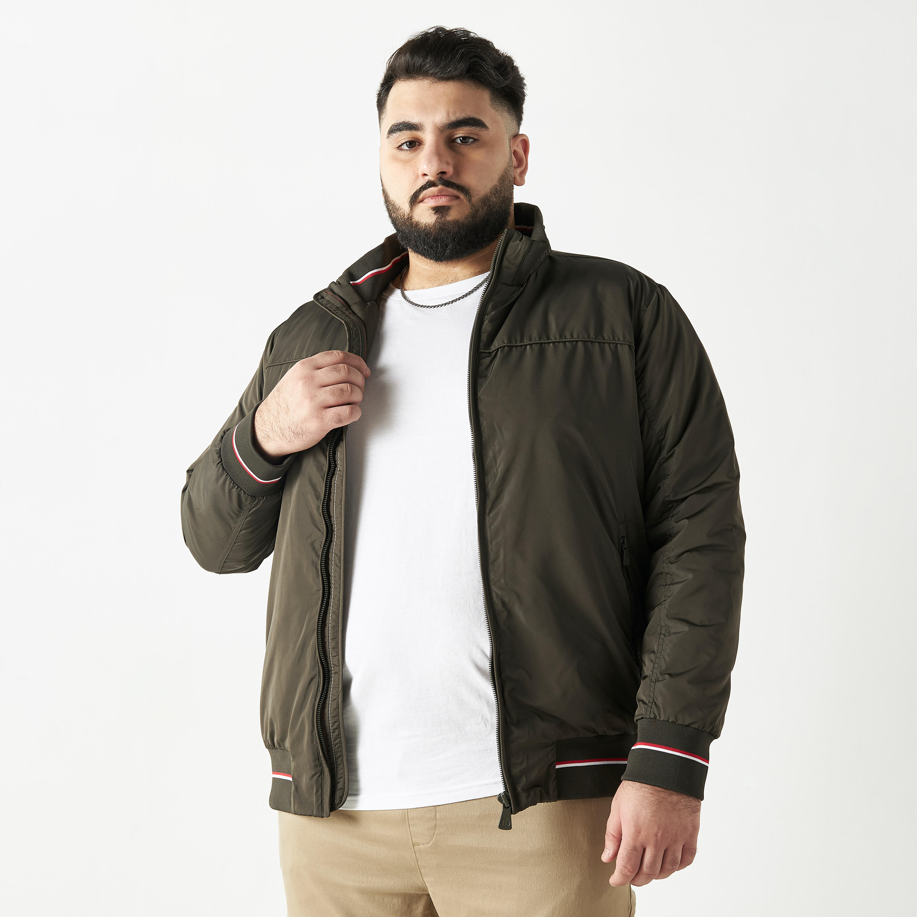Plus Size Zip Through Bomber Jacket with Pockets-men-clothing-jacketsandblazers-jackets-image-1