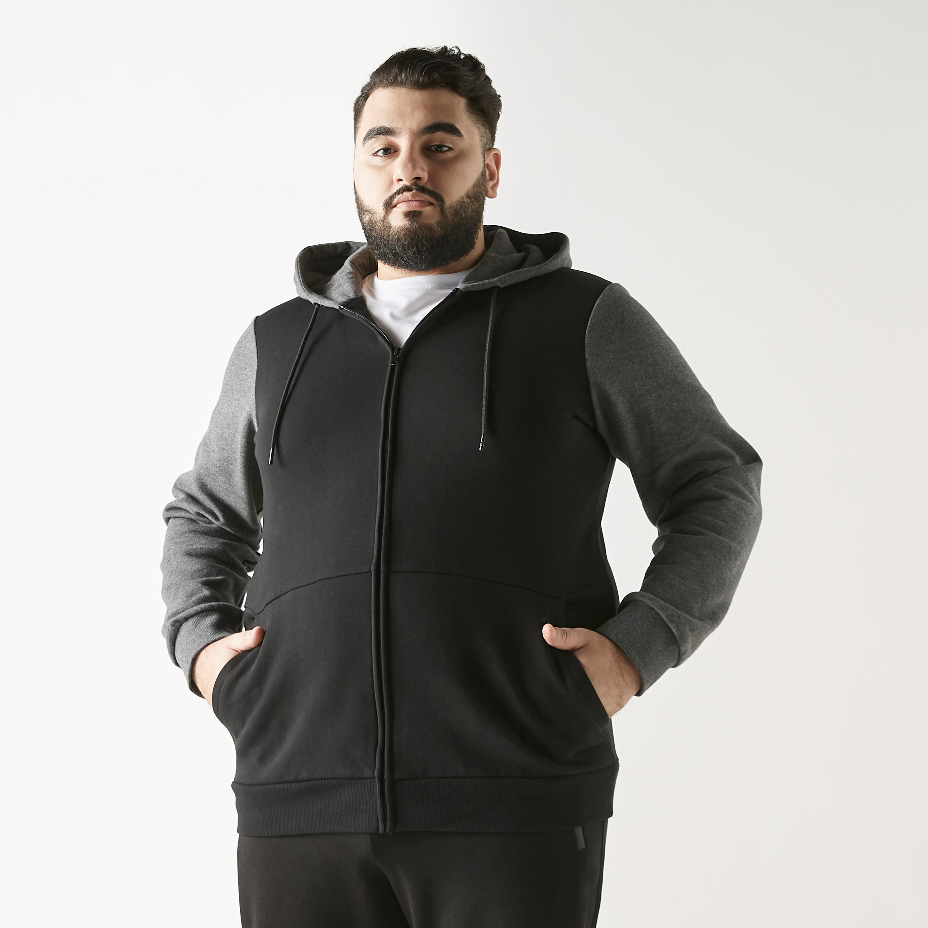 هودي مقاس كبير بأكمام طويلة وسحاب-men-winterwear-hoodiesandsweatshirts-image-1