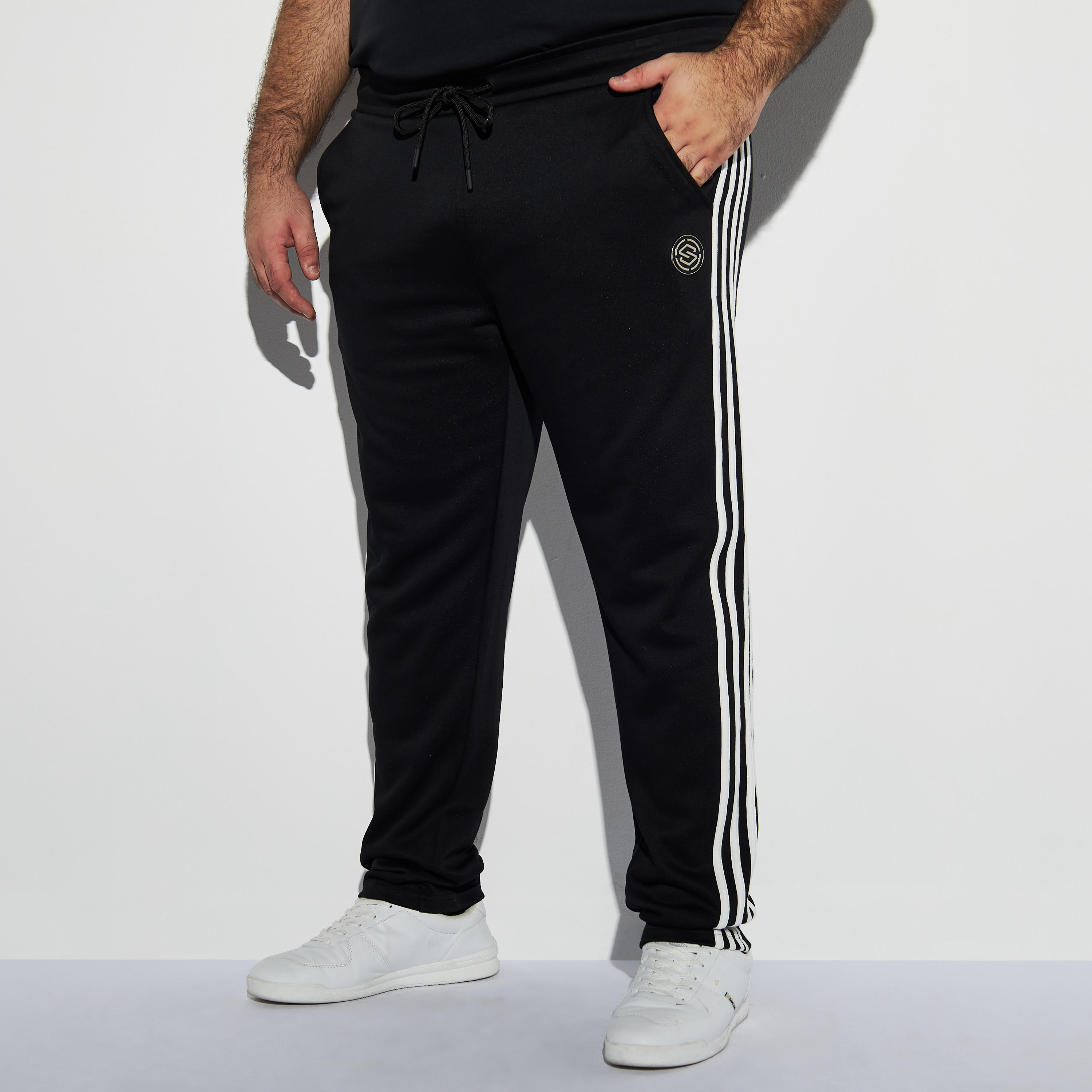 Plus Size Solid Joggers with Drawstring Closure and Pockets-men-clothing-bottoms-joggers-image-1