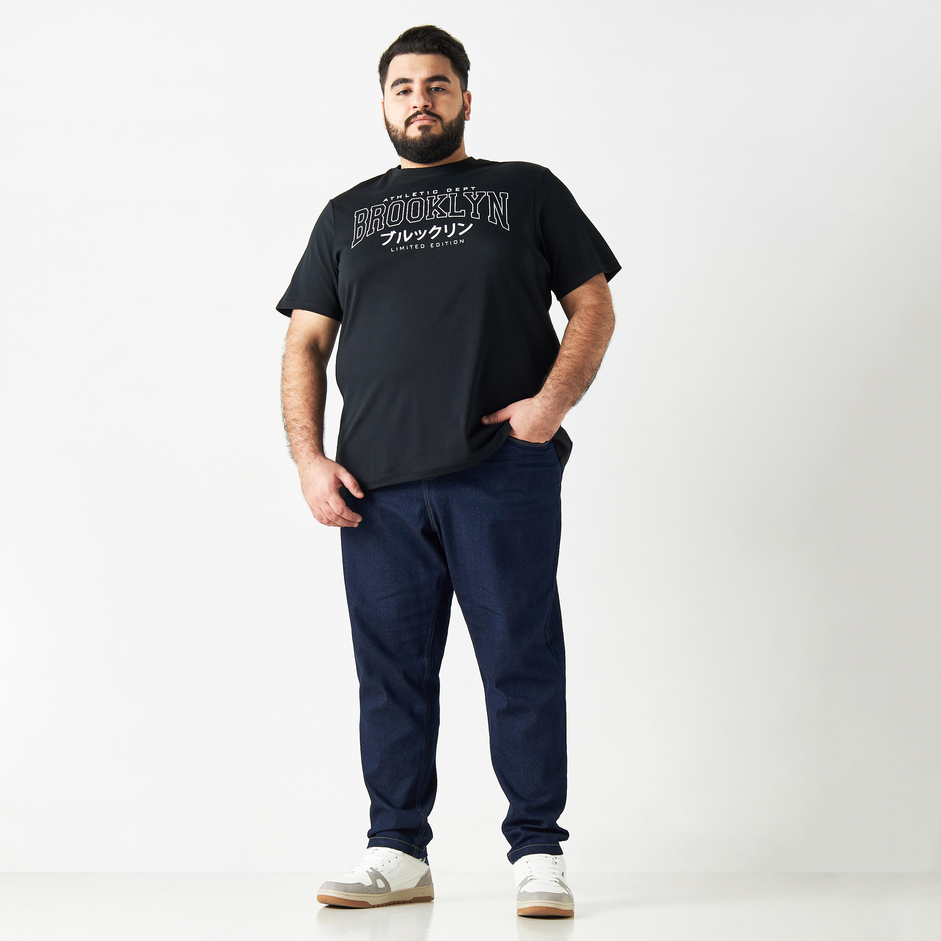 Plus Size Brooklyn Text Print T-shirt with Crew Neck and Short Sleeves-men-clothing-tshirtsandpolos-tshirts-image-6