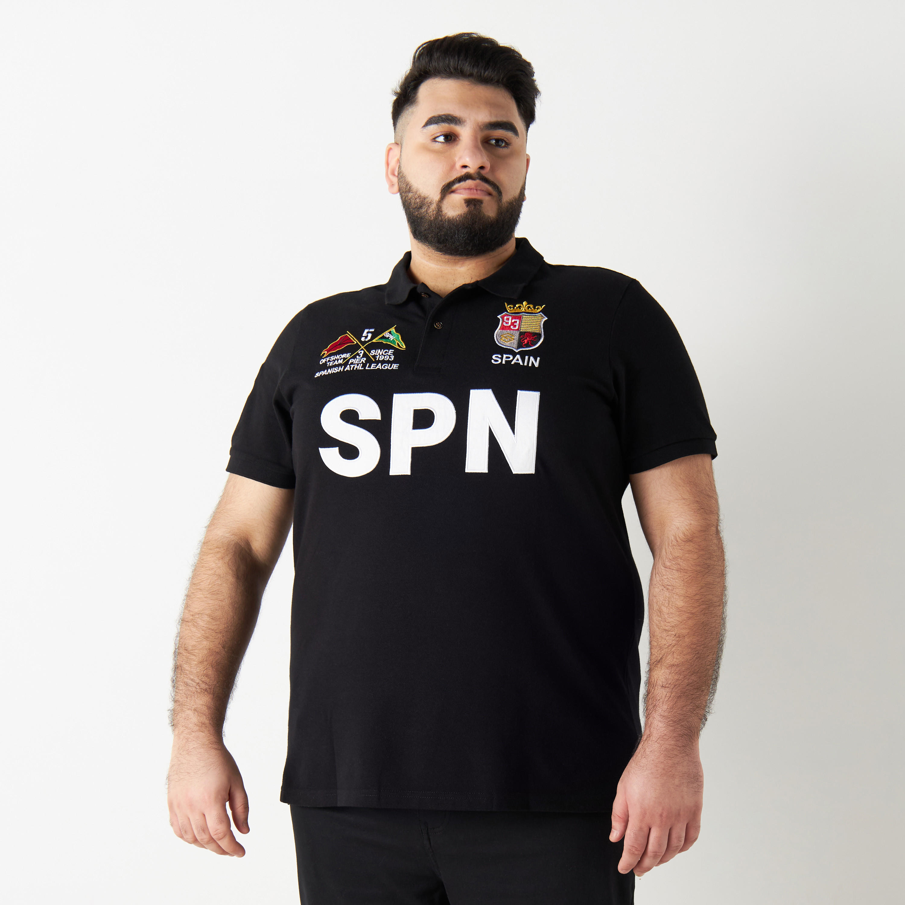 تيشيرت بولو مقاس كبير بأكمام قصيرة وطبعات-men-clothing-tshirtsandpolos-polos-image-1