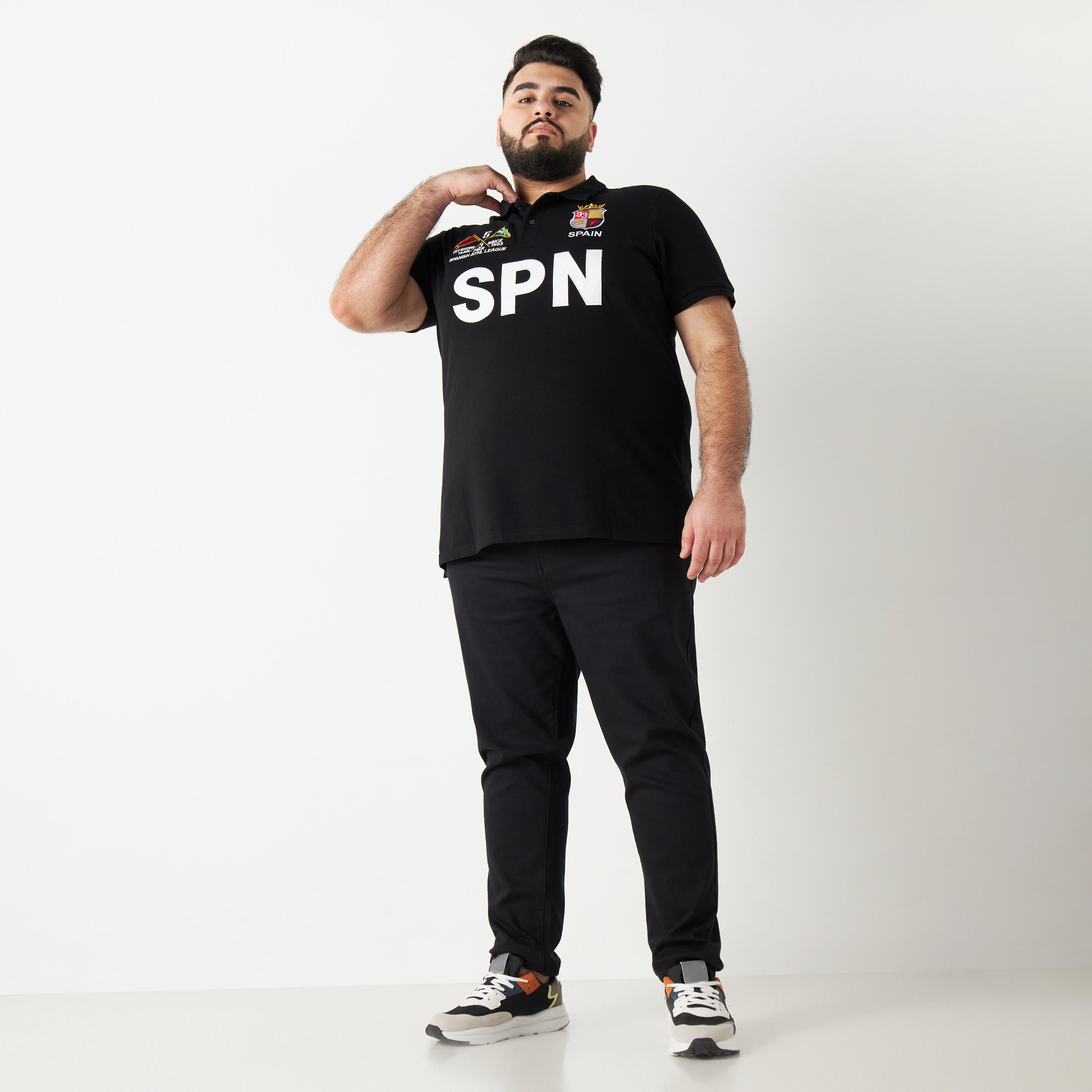 تيشيرت بولو مقاس كبير بأكمام قصيرة وطبعات-men-clothing-tshirtsandpolos-polos-image-2