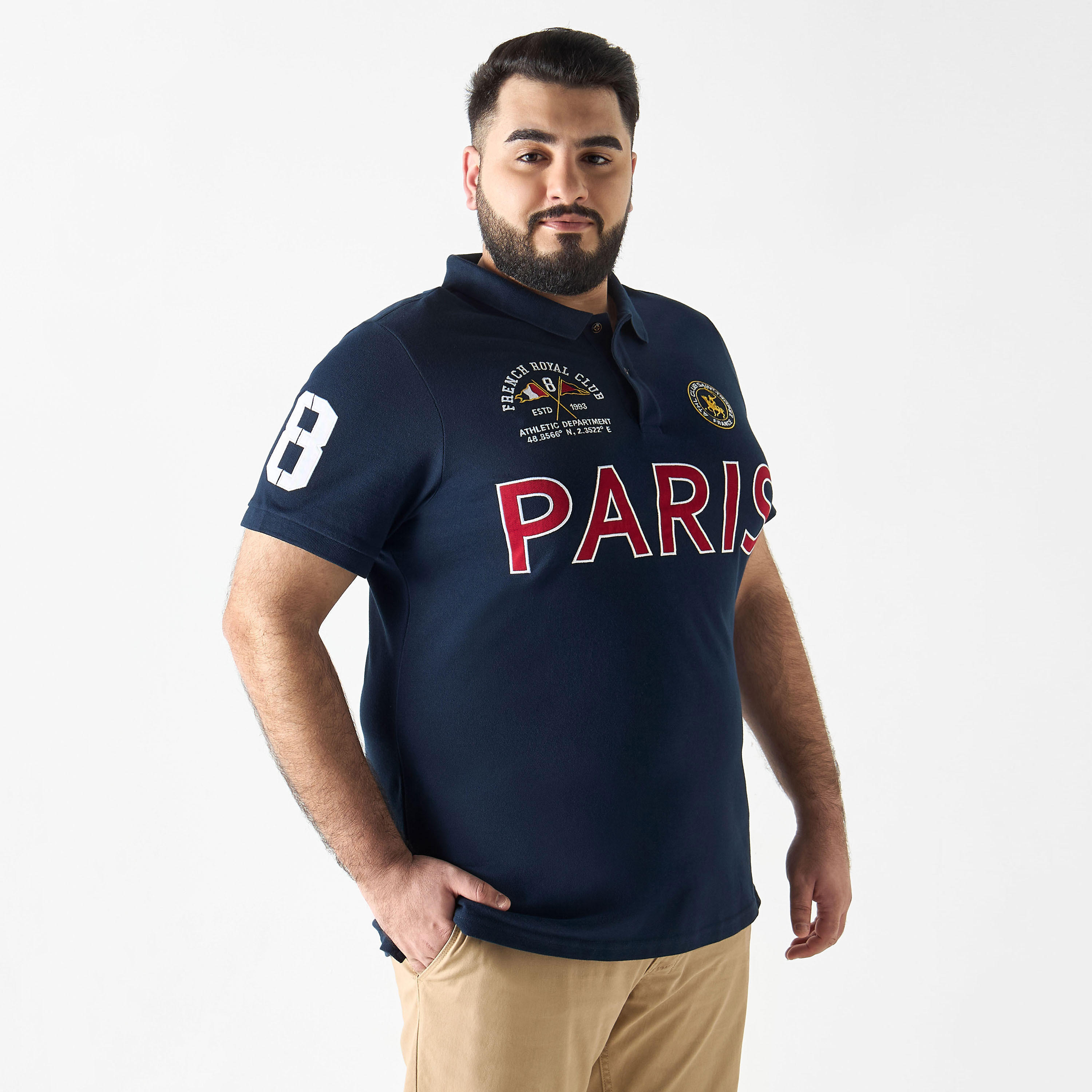 تيشيرت بولو مقاس كبير بأكمام قصيرة وطبعات-men-clothing-tshirtsandpolos-polos-image-5