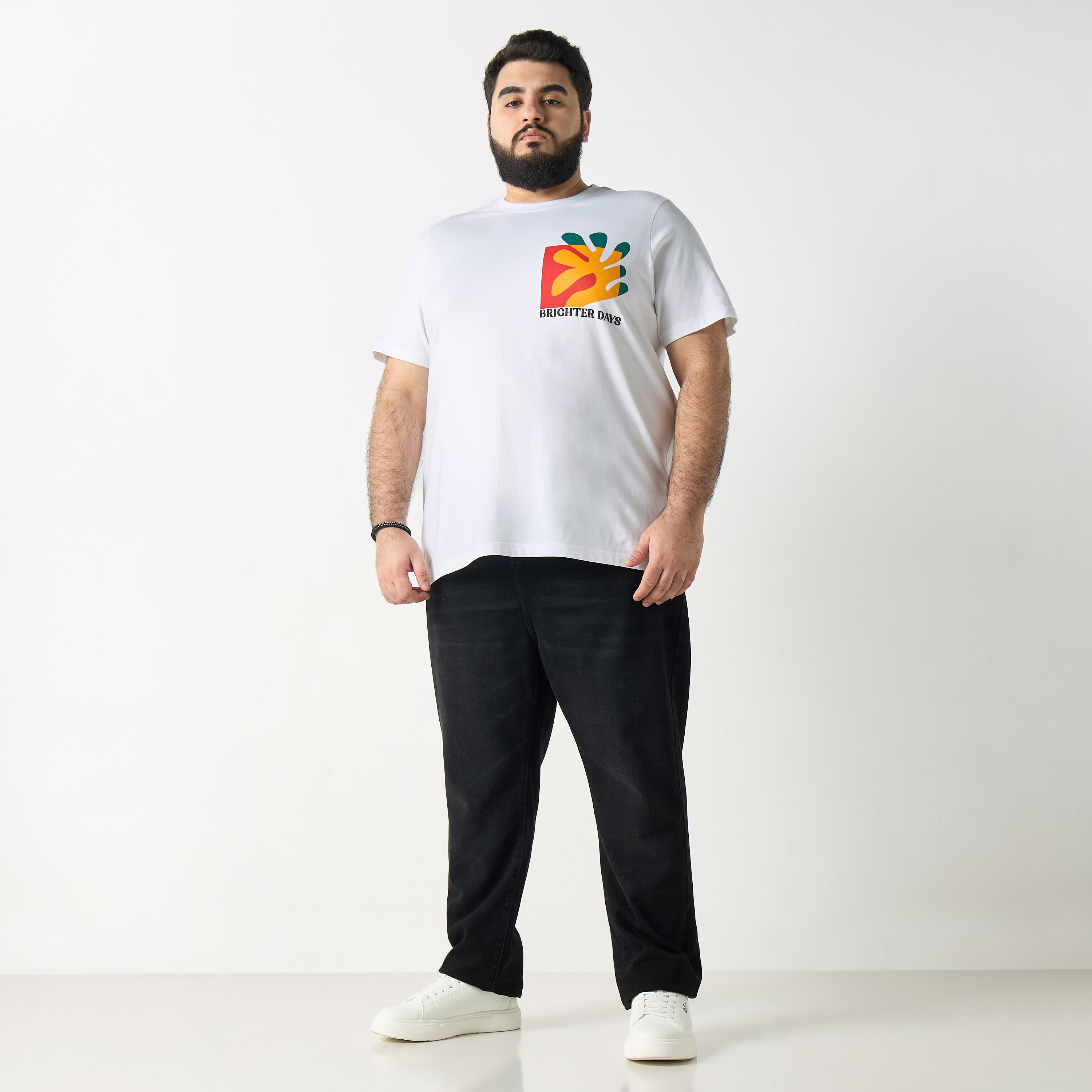تيشيرت مقاس كبير بأكمام قصيرة وطبعات جرافيك-men-clothing-tshirtsandpolos-tshirts-image-2
