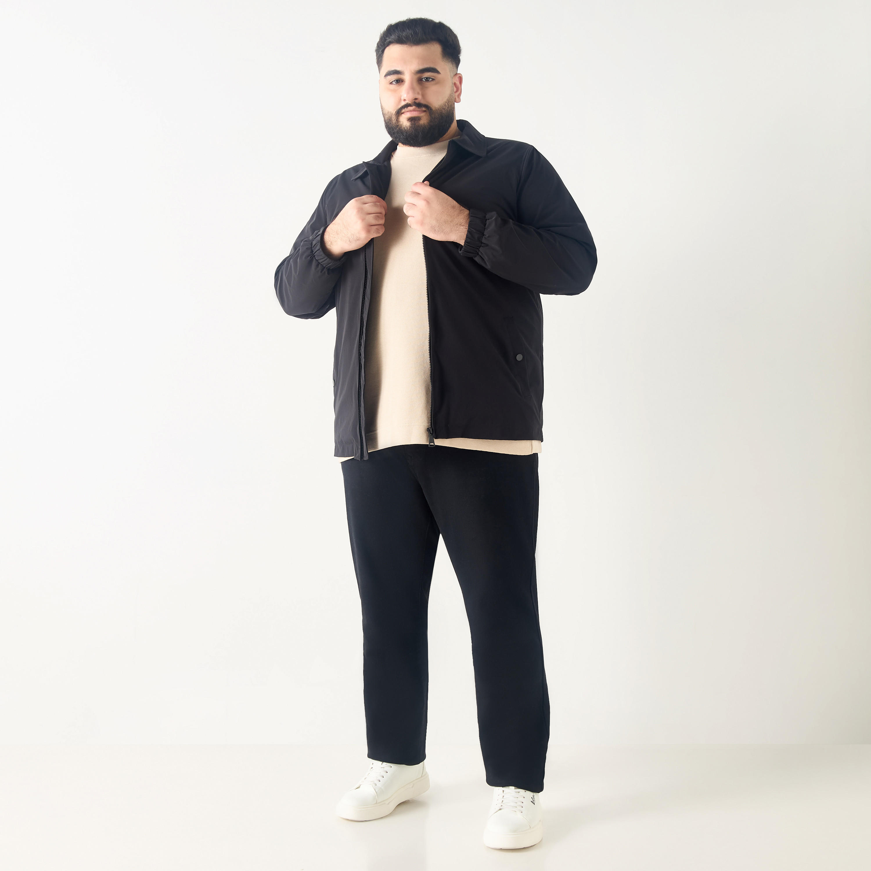 Plus Size Long Sleeves Collared Fleece Jacket-men-clothing-jacketsandblazers-jackets-image-2