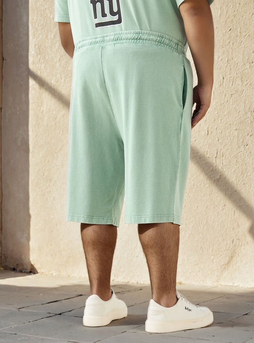 Plus Size New York Giants Print Flexi Waist Shorts with Pockets-men-clothing-bottoms-shorts-image-3