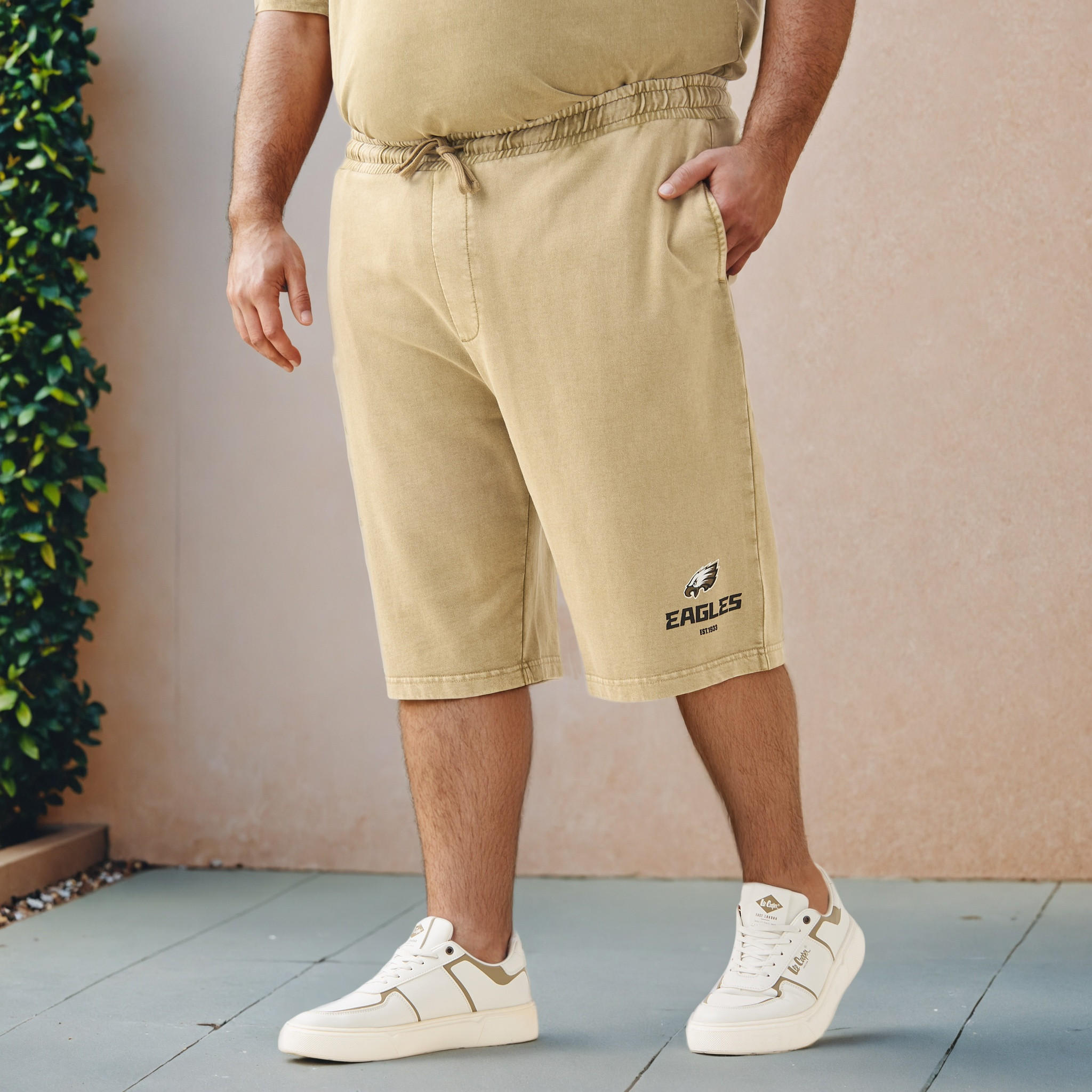 Plus Size Eagles Print Regular Fit Flexi Waist Shorts-men-clothing-bottoms-shorts-image-1