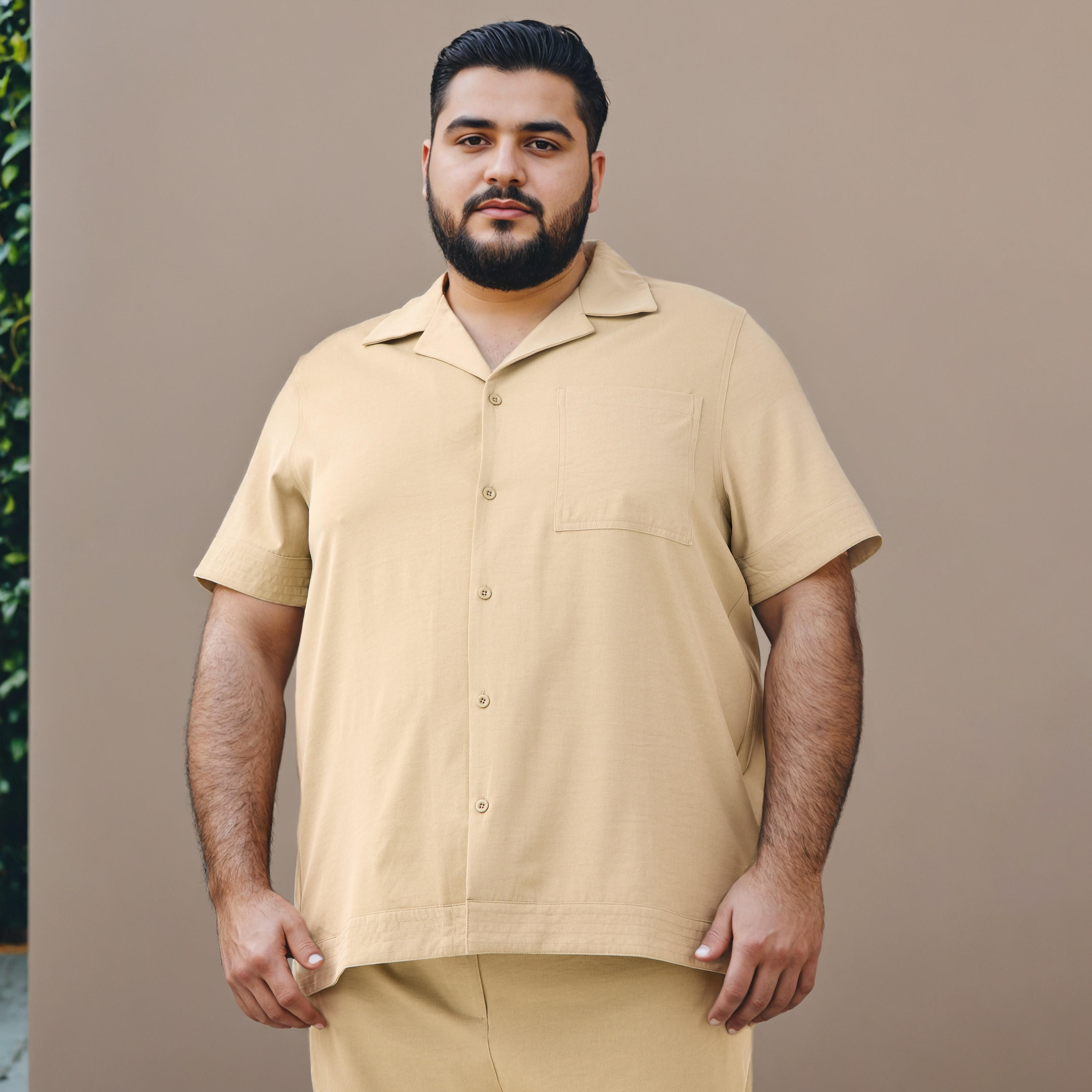 Plus Size Regular Fit Camp Collar Shirt-men-clothing-shirts-image-1