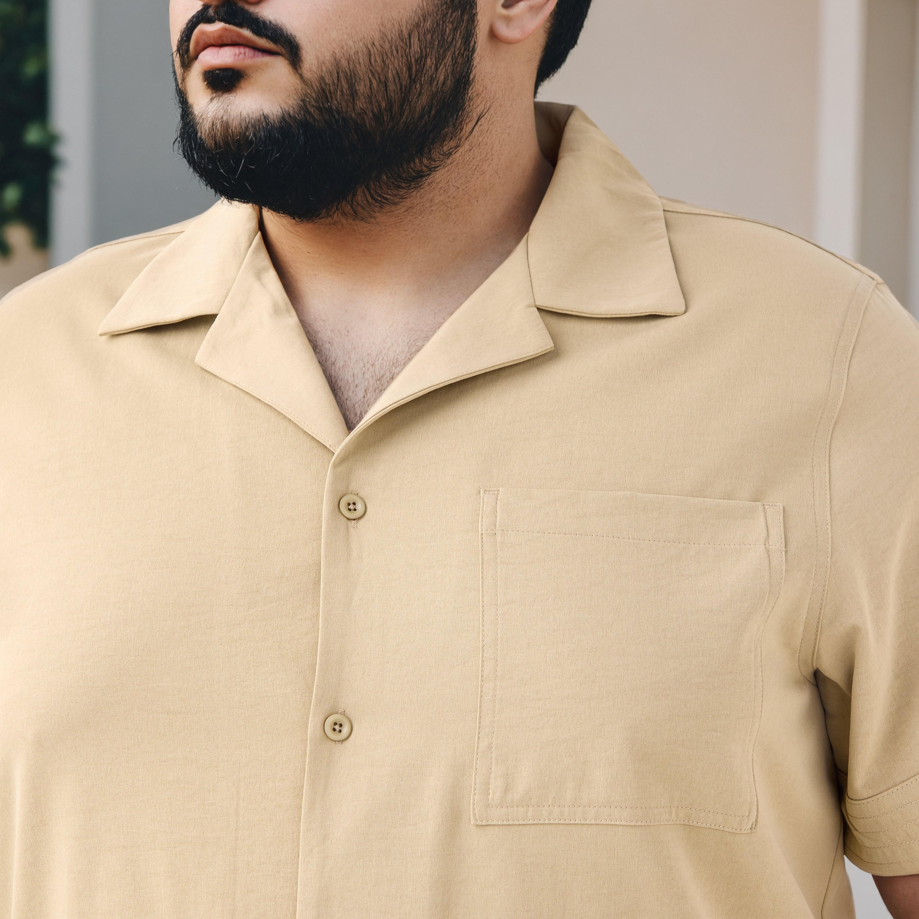Plus Size Regular Fit Camp Collar Shirt-men-clothing-shirts-image-4
