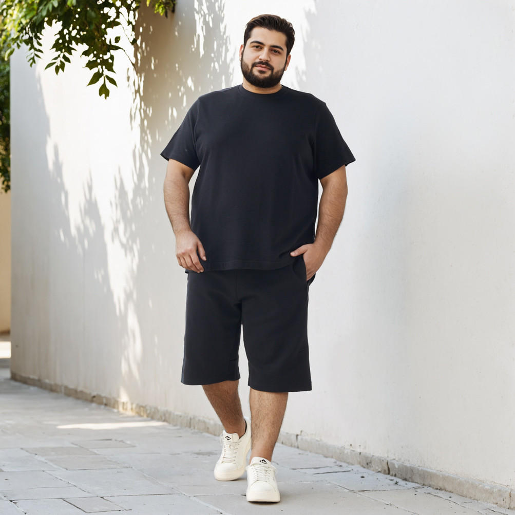 Plus Size Regular Fit Flexi Waist Shorts-men-clothing-bottoms-shorts-image-2