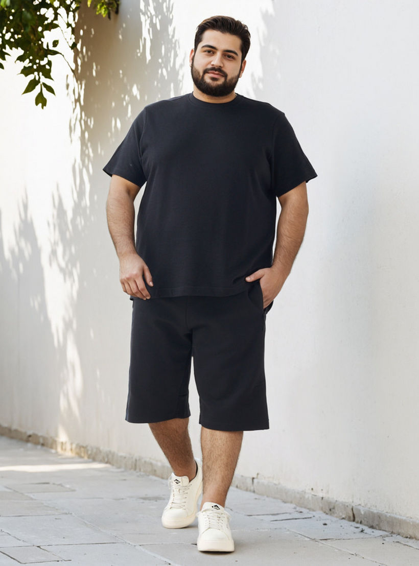Plus Size Regular Fit Flexi Waist Shorts-men-clothing-bottoms-shorts-image-2