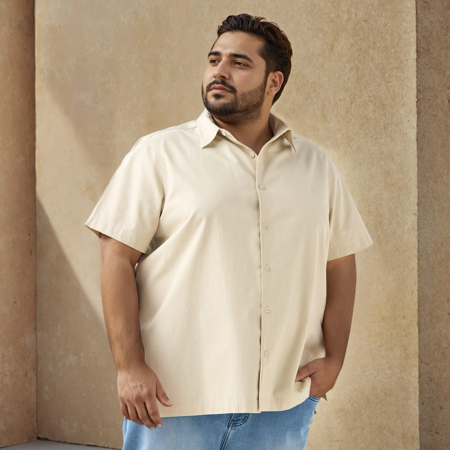 Plus Size Textured Regular Fit Shirt-men-clothing-shirts-image-1