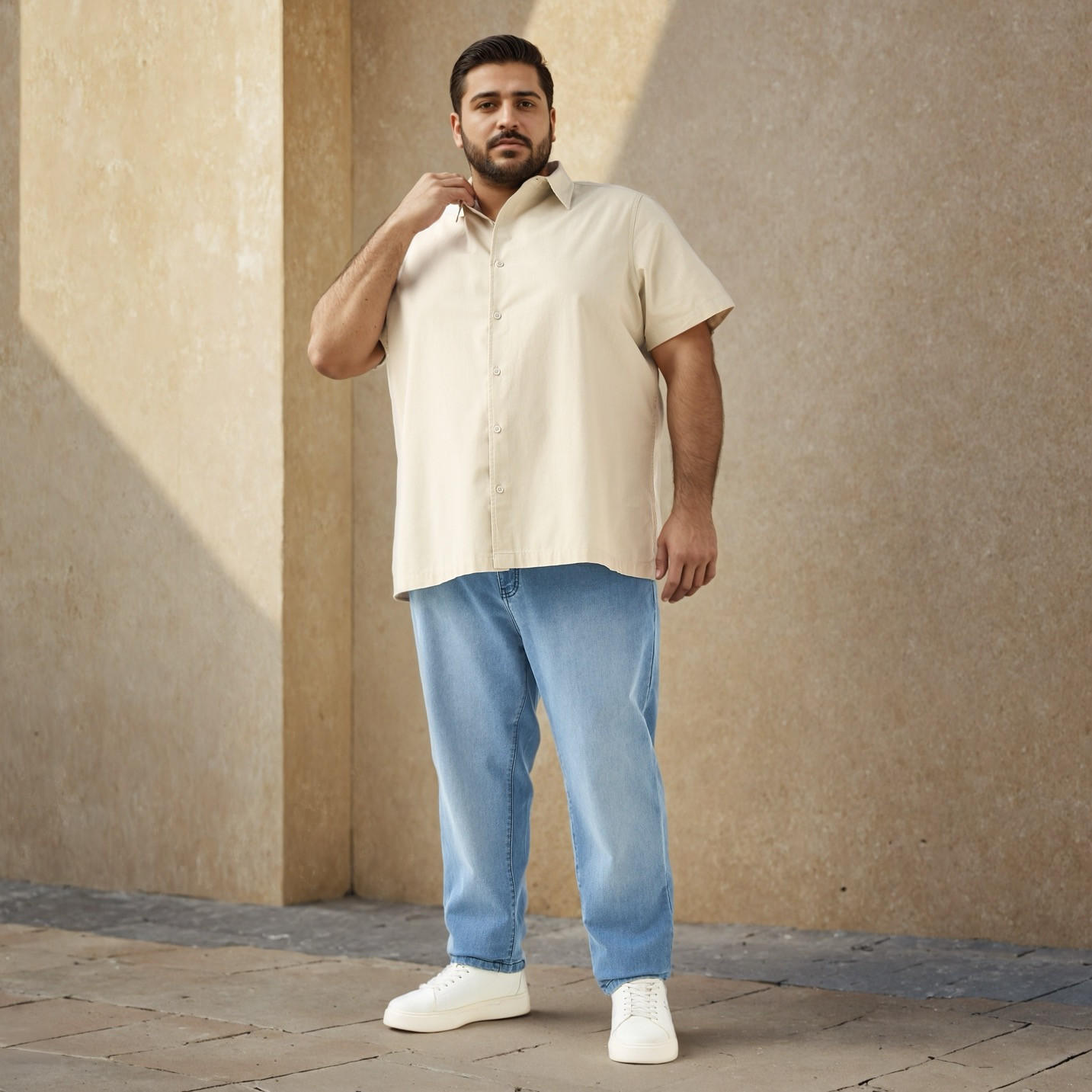 Plus Size Textured Regular Fit Shirt-men-clothing-shirts-image-2