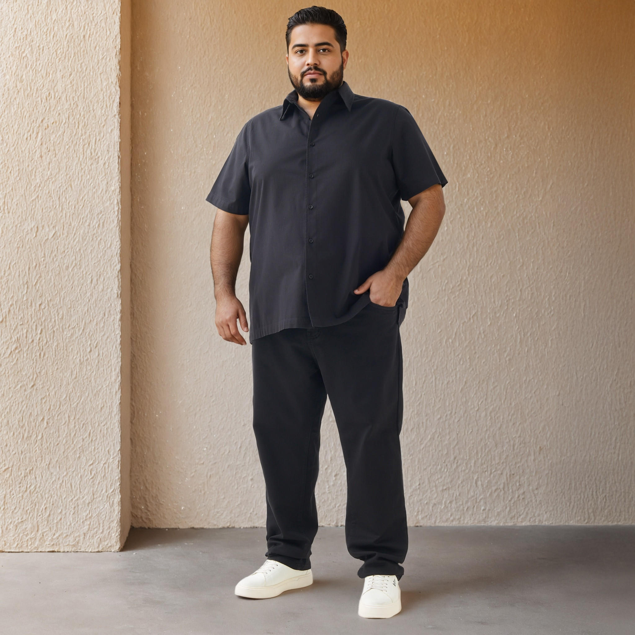 قميص بارز الملمس بمقاس كبير وقصة عادية-men-clothing-shirts-image-4