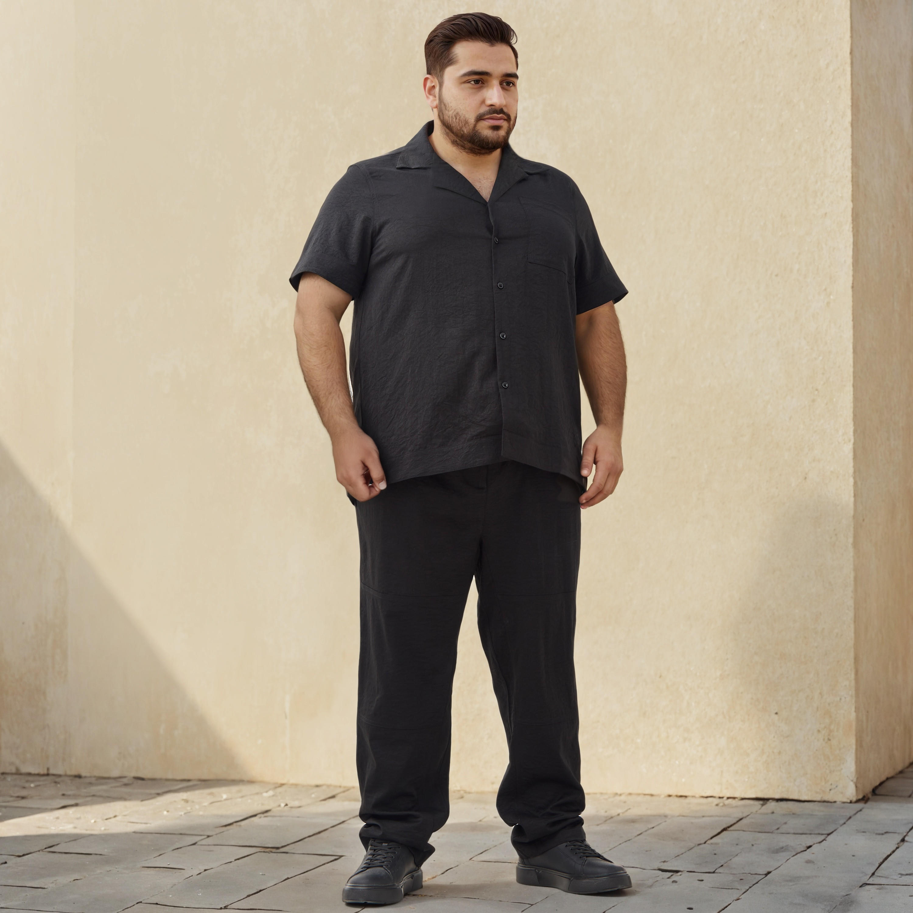 Plus Size Textured Camp Collar Shirt-men-clothing-shirts-image-2