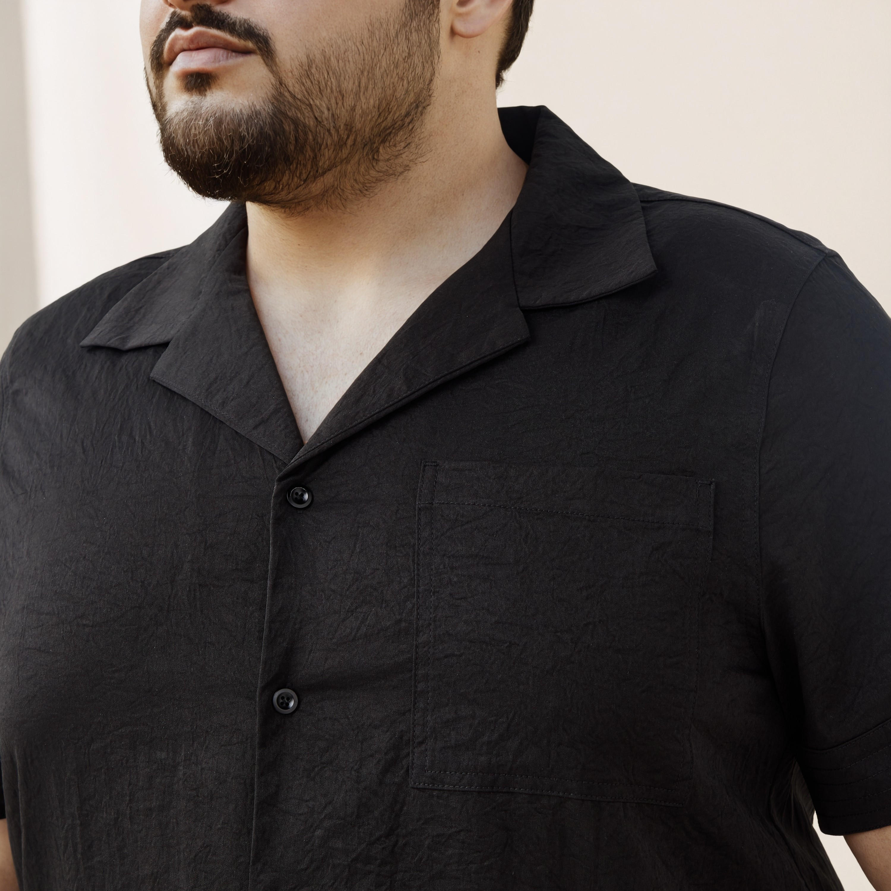Plus Size Textured Camp Collar Shirt-men-clothing-shirts-image-4