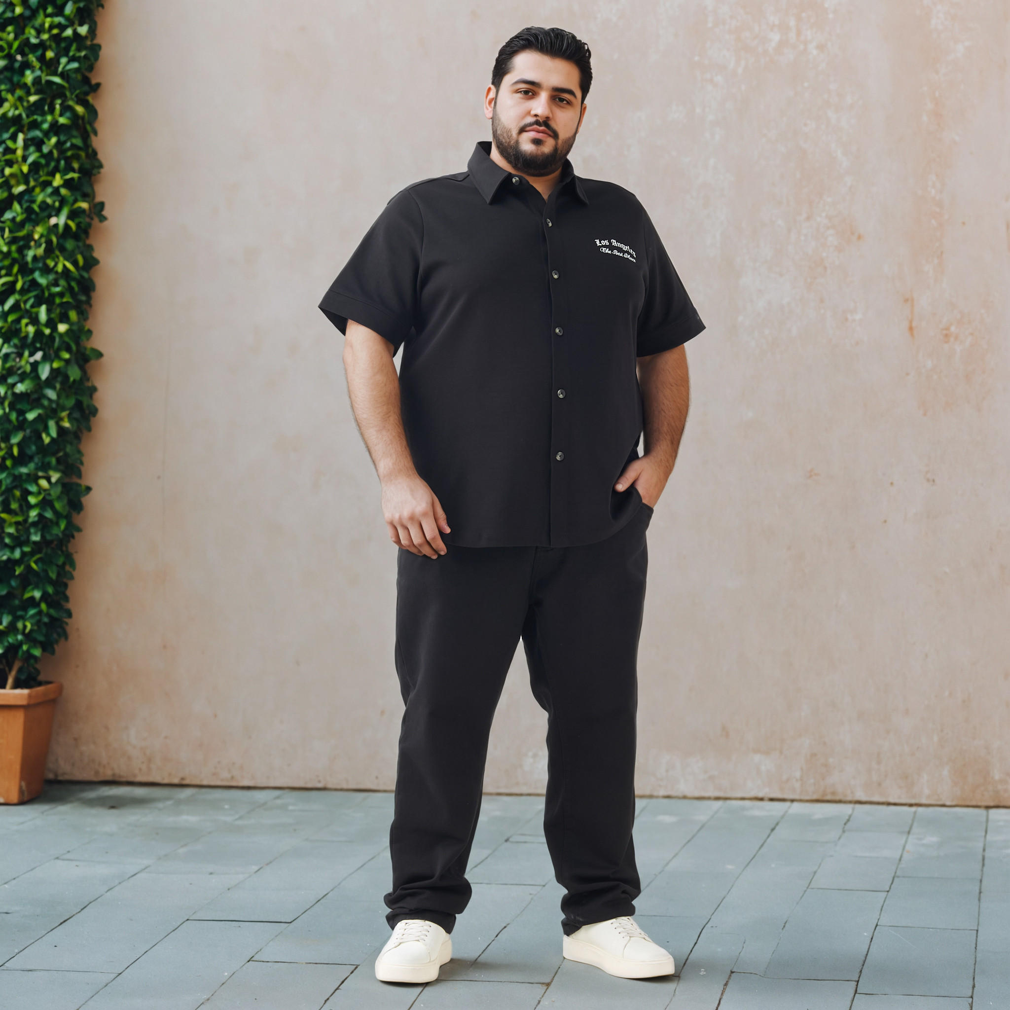 Plus Size Regular Fit Printed Shirt with Short Sleeves-men-clothing-shirts-image-2