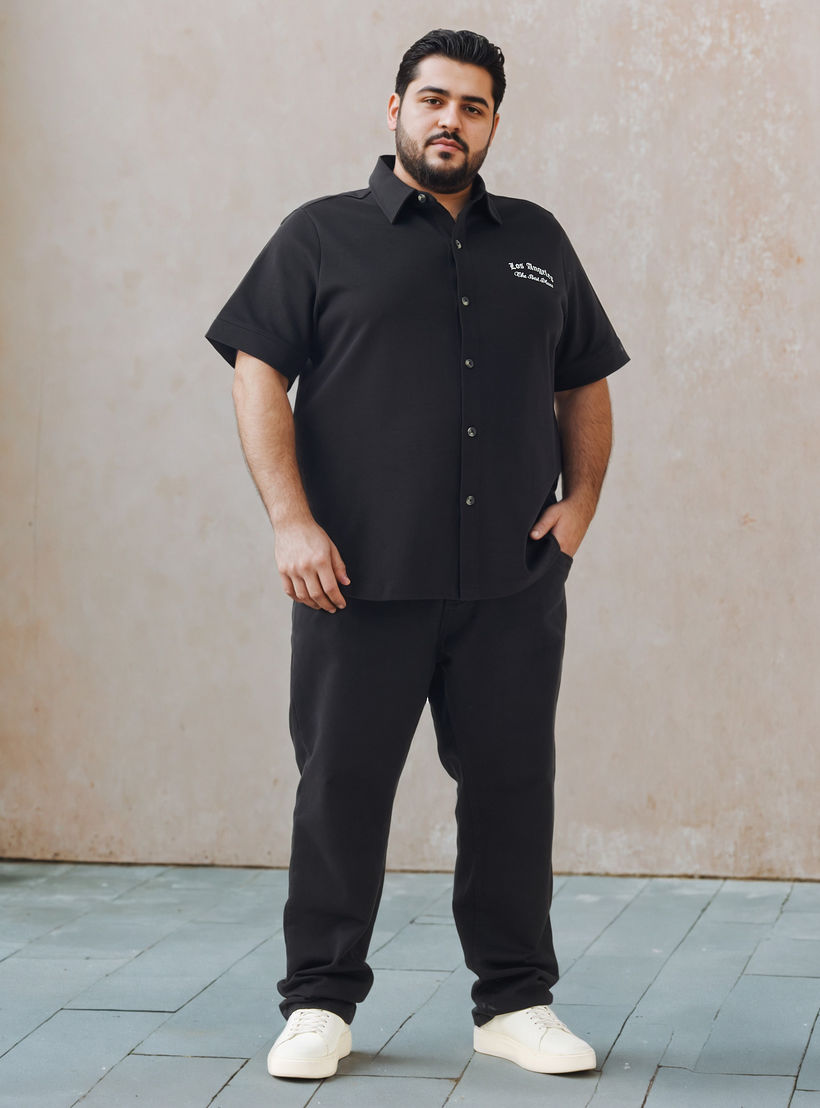 Plus Size Regular Fit Printed Shirt with Short Sleeves-men-clothing-shirts-image-2