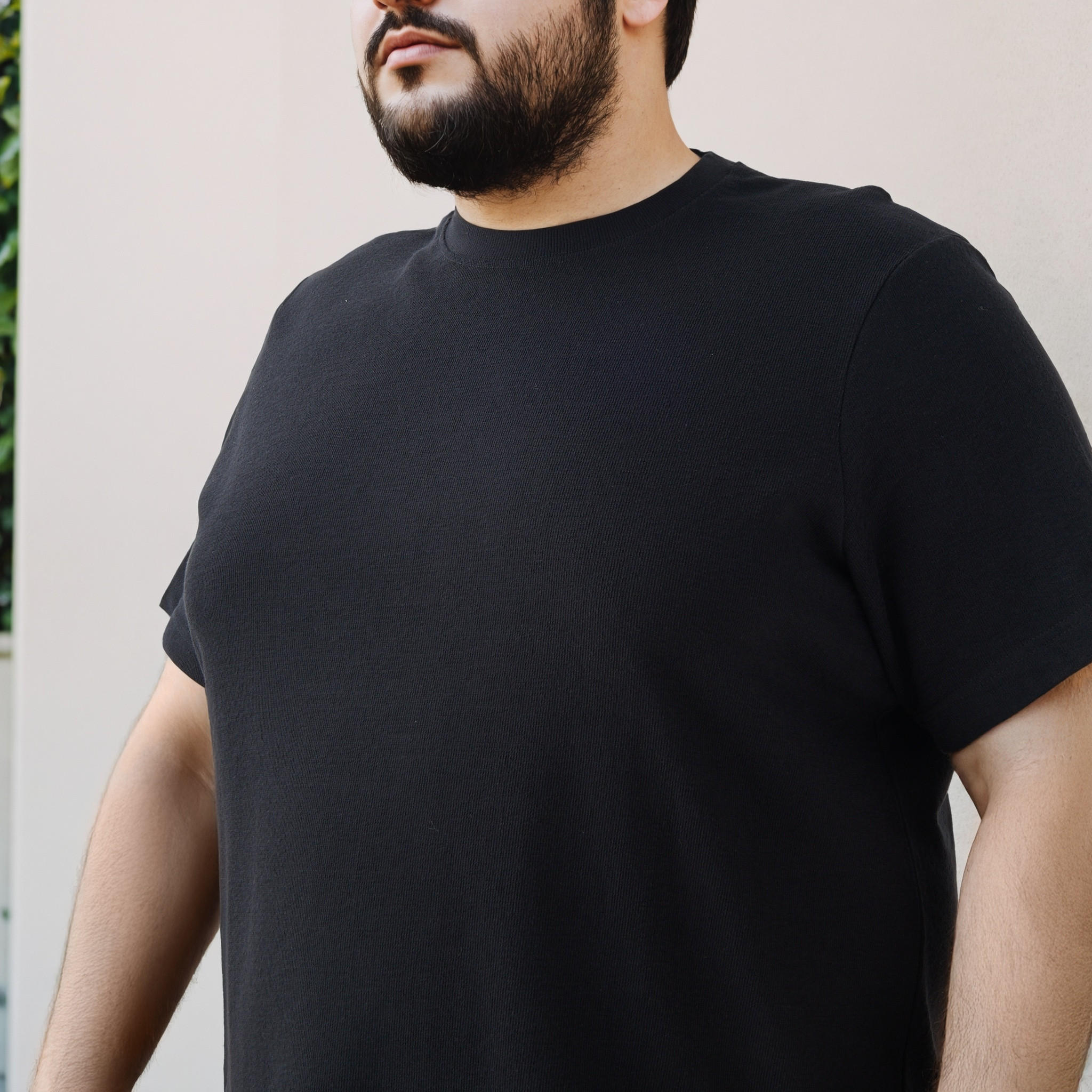 تيشيرت جاكار بارز الملمس مقاس كبير بياقة ضيقة-men-clothing-tshirtsandpolos-tshirts-image-4