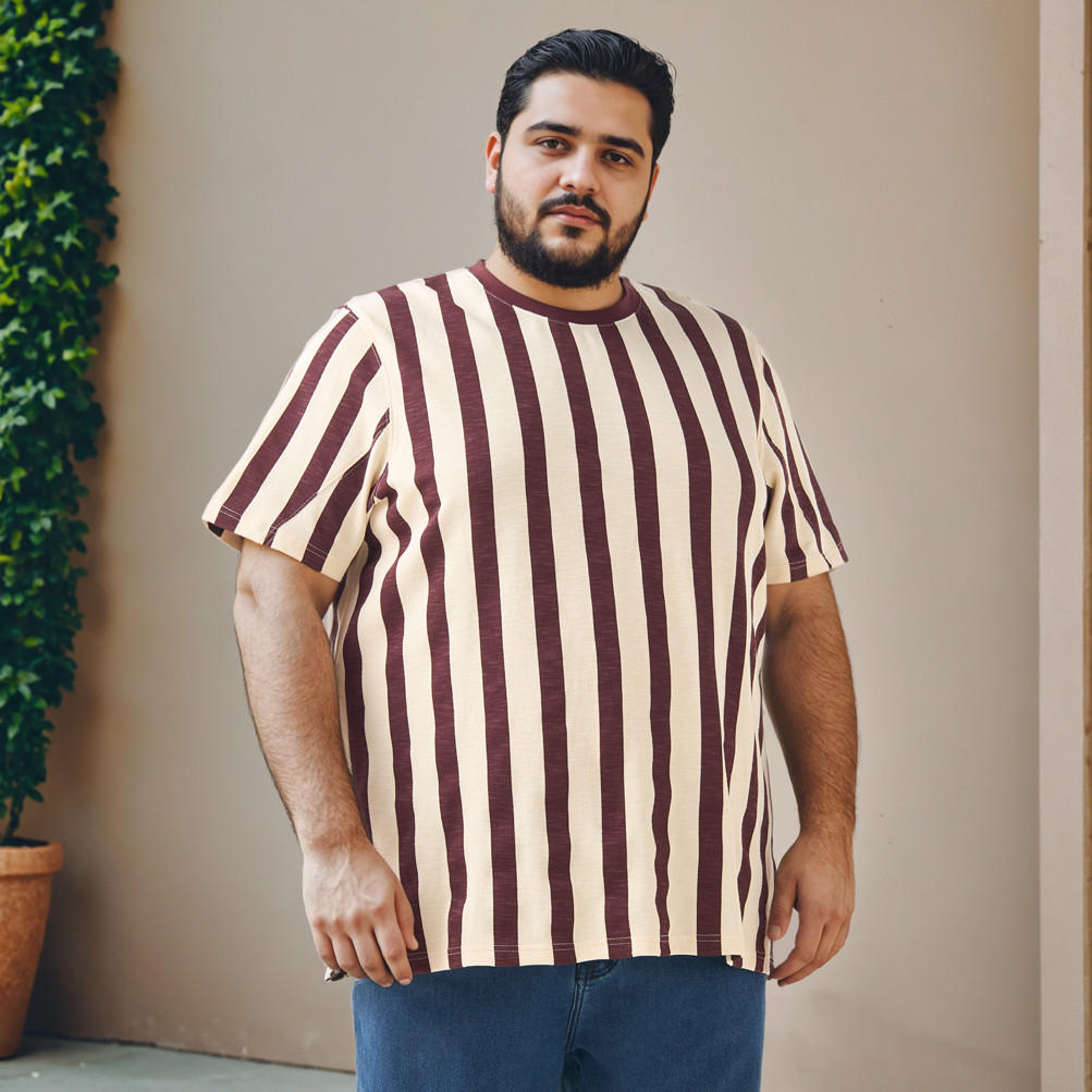 Plus Size Striped Crew Neck T-shirt-men-clothing-tshirtsandpolos-tshirts-image-1