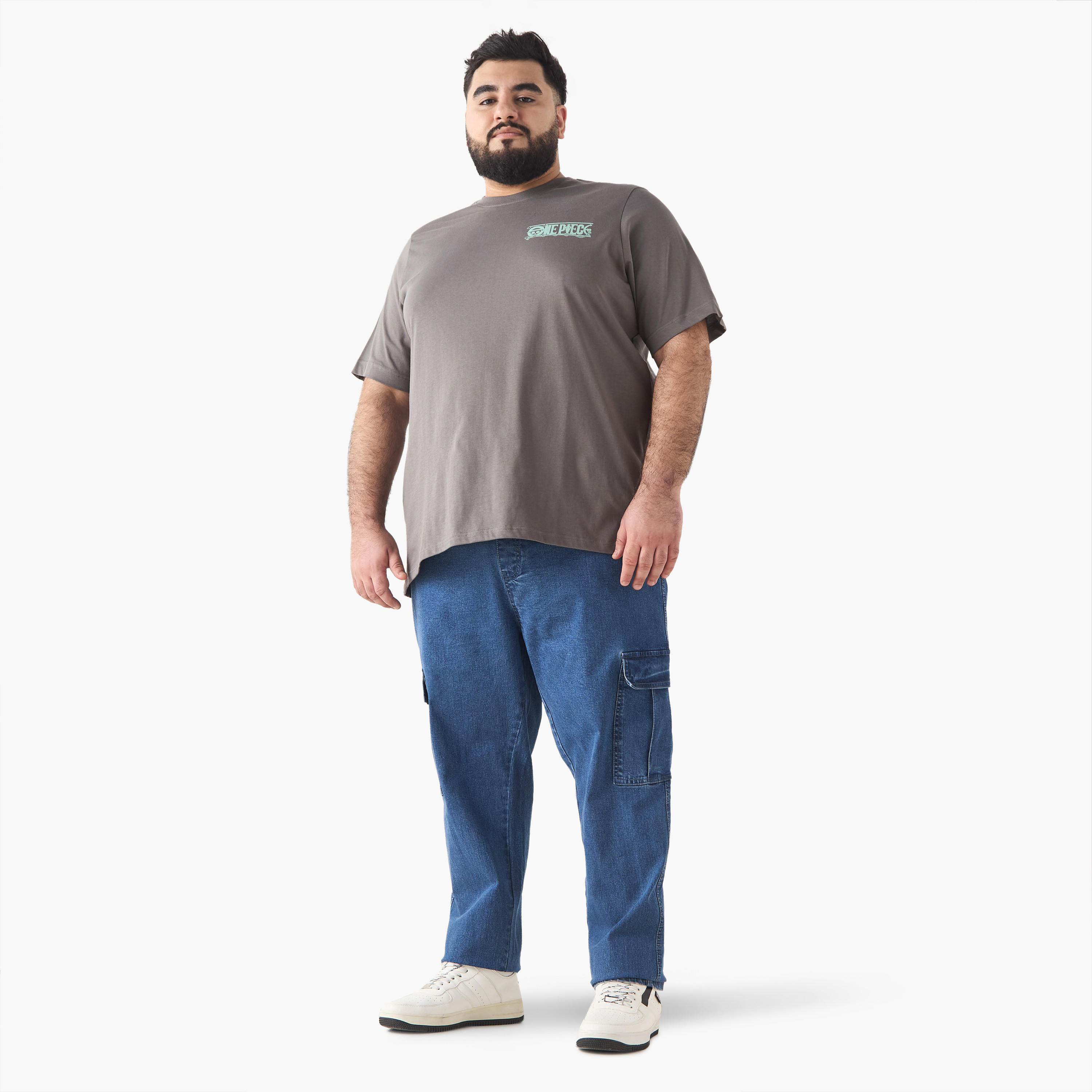 Plus Size Anime Print T-shirt with Crew Neck-men-clothing-tshirtsandpolos-tshirts-image-2