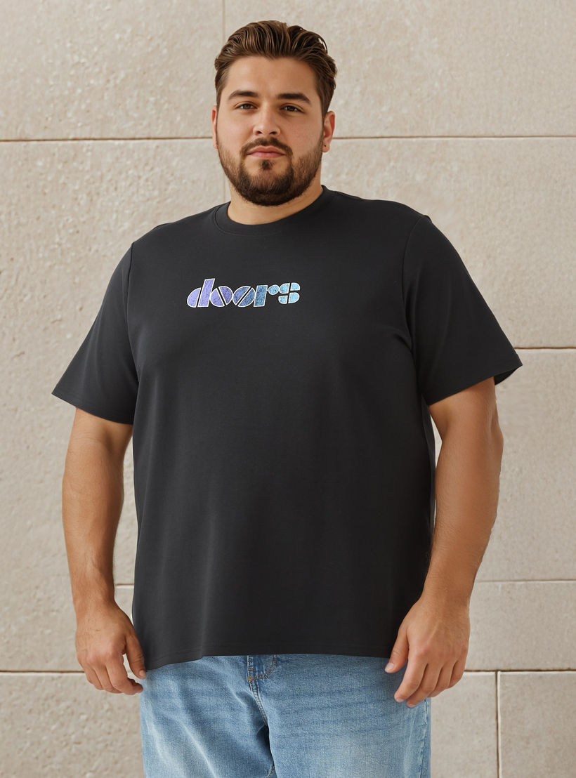 تيشيرت مقاس كبير بطبعات جرافيك فرقة ذا دورز-men-clothing-tshirtsandpolos-tshirts-image-1
