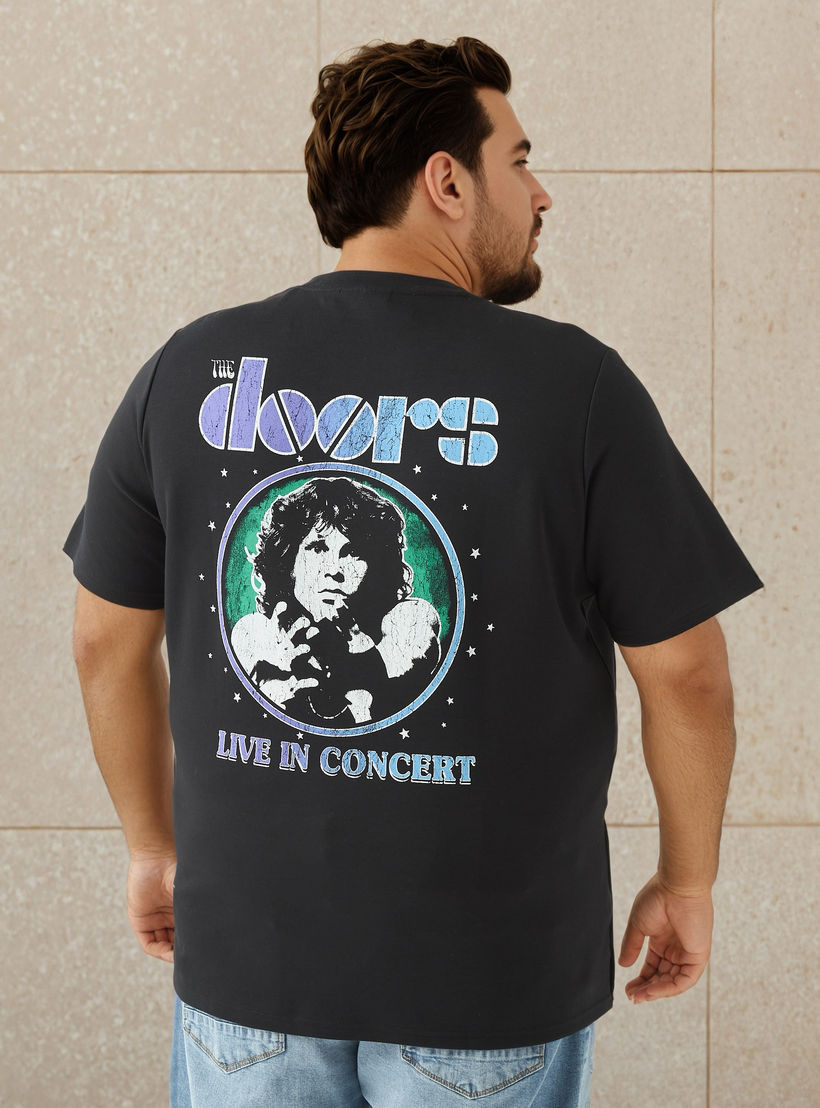 تيشيرت مقاس كبير بطبعات جرافيك فرقة ذا دورز-men-clothing-tshirtsandpolos-tshirts-image-3