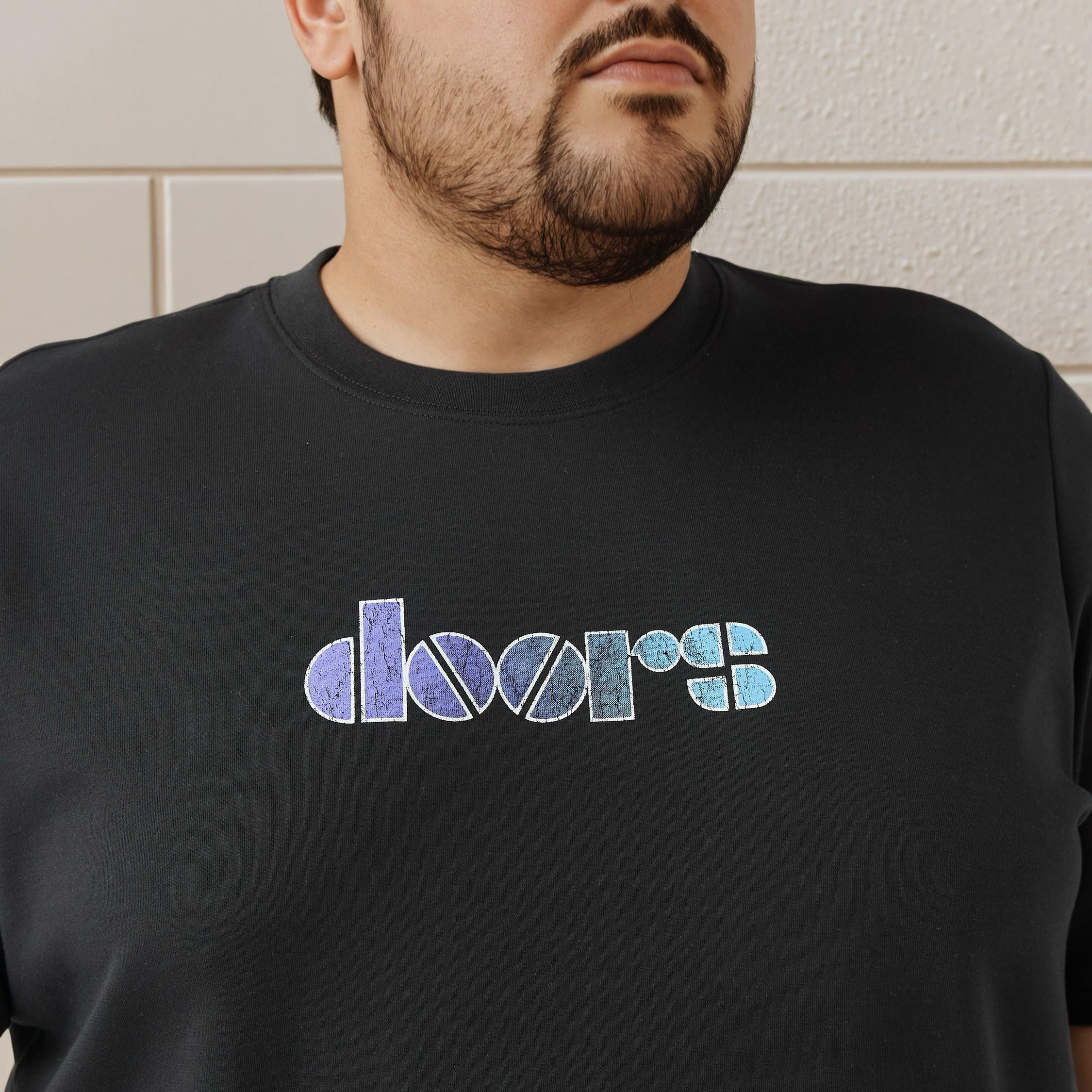 تيشيرت مقاس كبير بطبعات جرافيك فرقة ذا دورز-men-clothing-tshirtsandpolos-tshirts-image-4