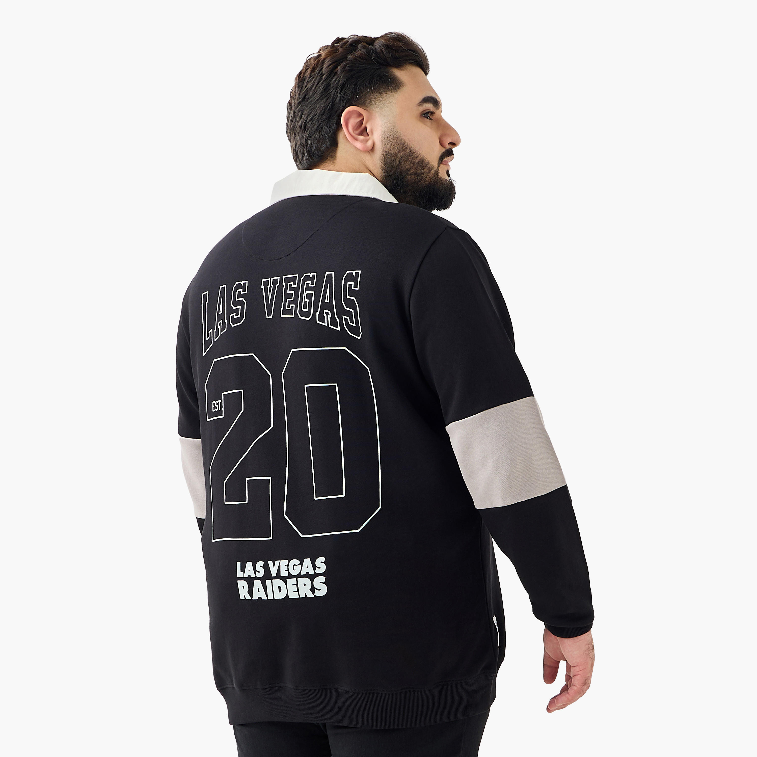 Men Regular Fit Las Vegas Raiders Print Polo Sweatshirt-men-winterwear-hoodiesandsweatshirts-image-3