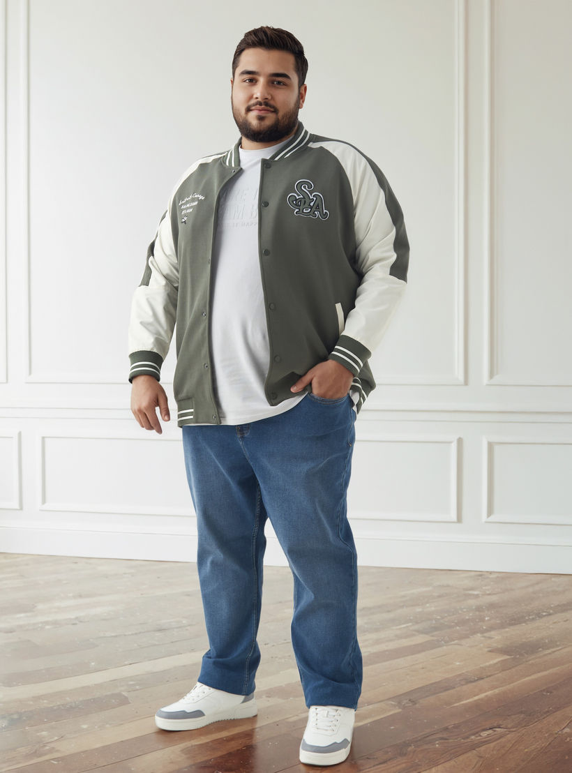 Men Plus Size Regular Fit Button Through Varsity Jacket-men-clothing-jacketsandblazers-jackets-image-2