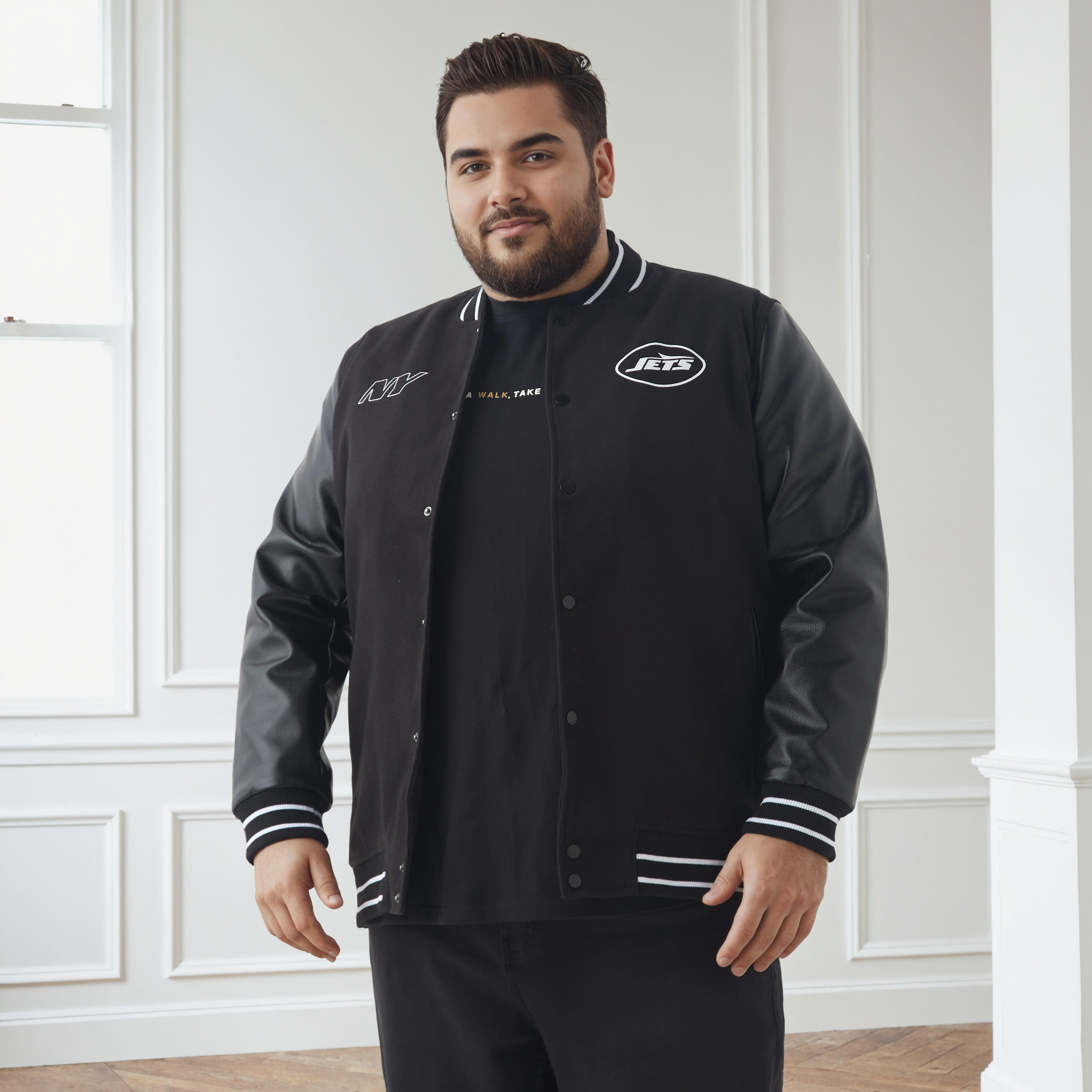 Men Plus Size Regular Fit New York Jets Print Varsity Jacket-men-clothing-jacketsandblazers-jackets-image-1