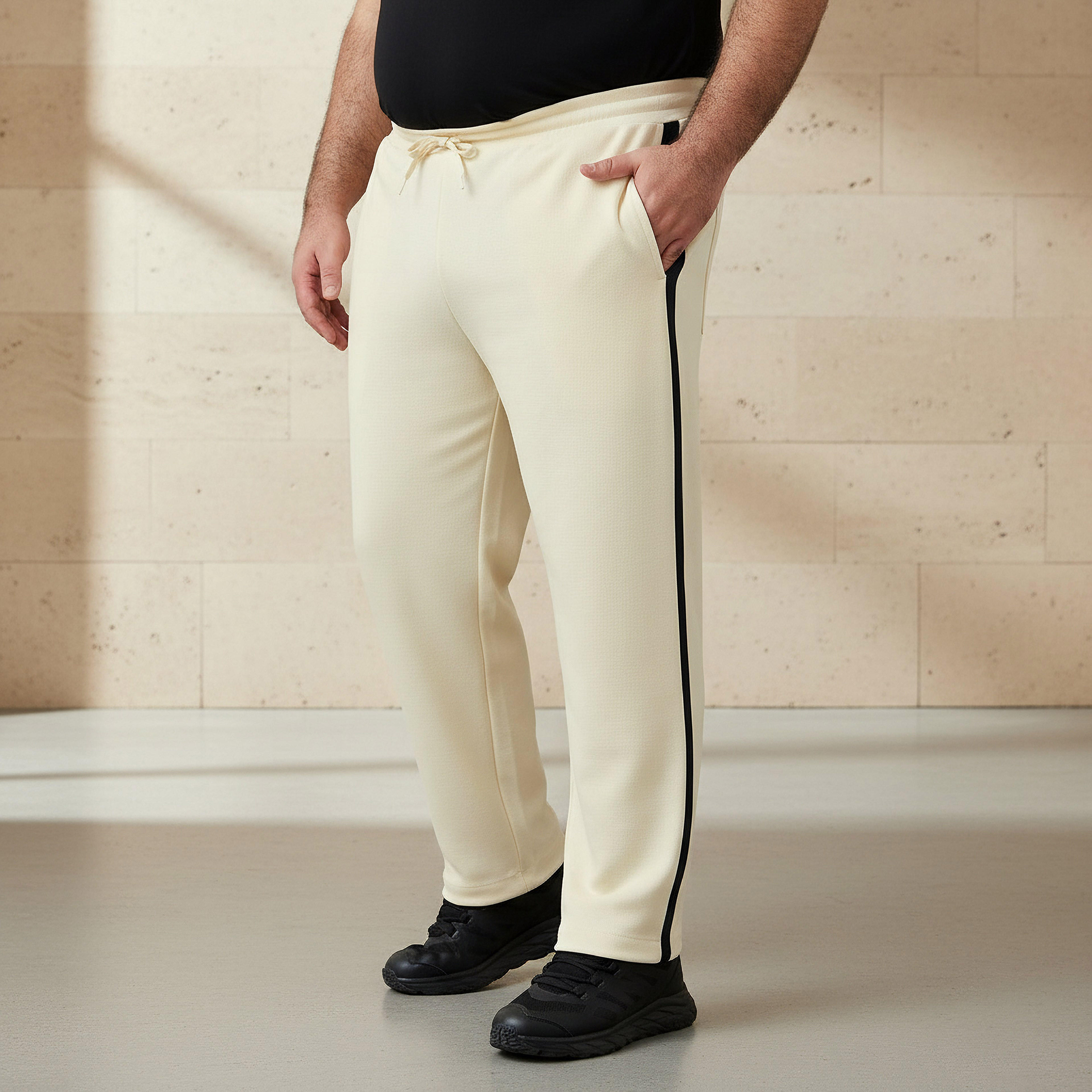 بنطلون رياضي بقصة عادية وشريط جانبي بلون مغاير للرجال-men-clothing-bottoms-joggers-image-1