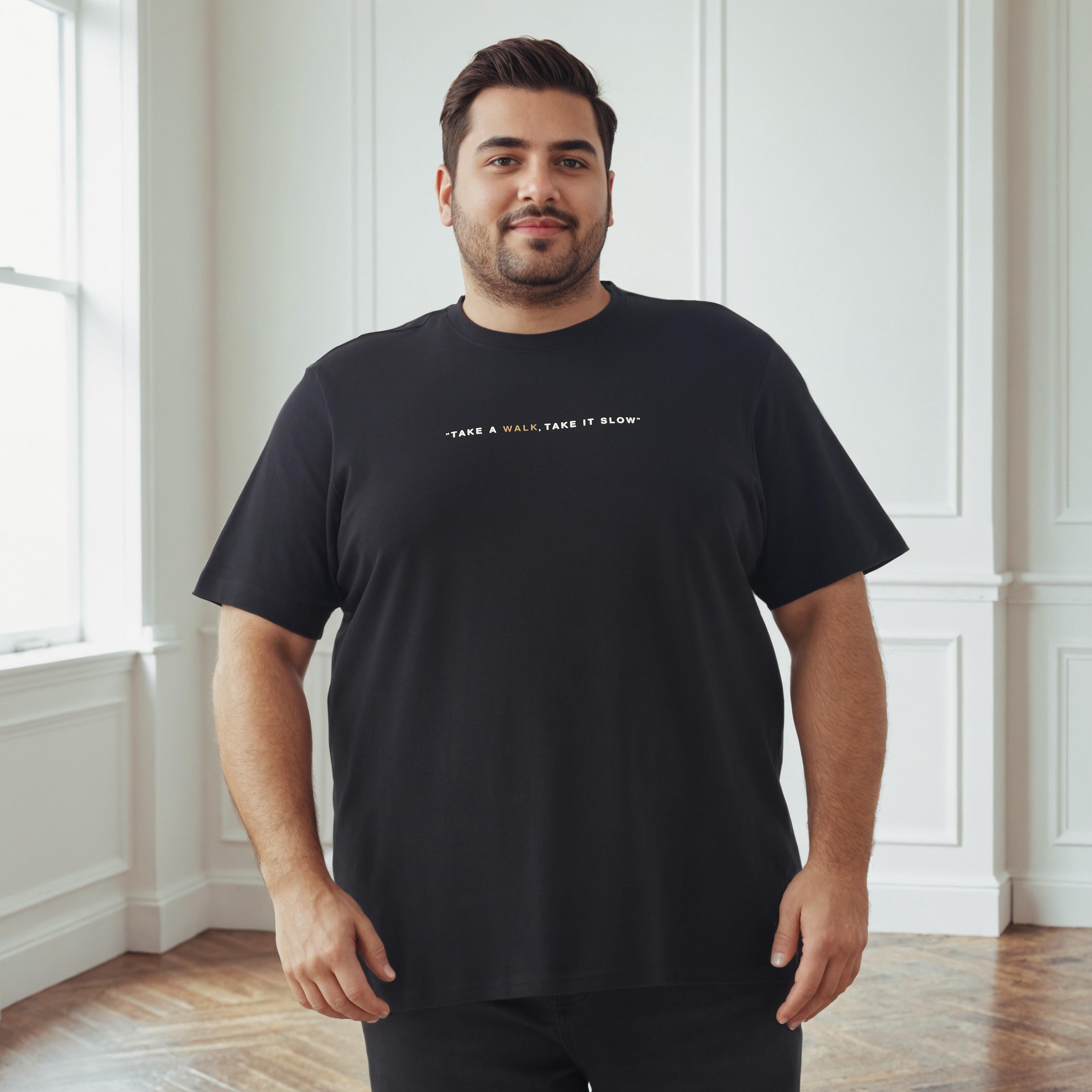 تيشيرت بقصة عادية وياقة مستديرة وأكمام قصيرة بطبعات شعارات للرجال-men-clothing-tshirtsandpolos-tshirts-image-1