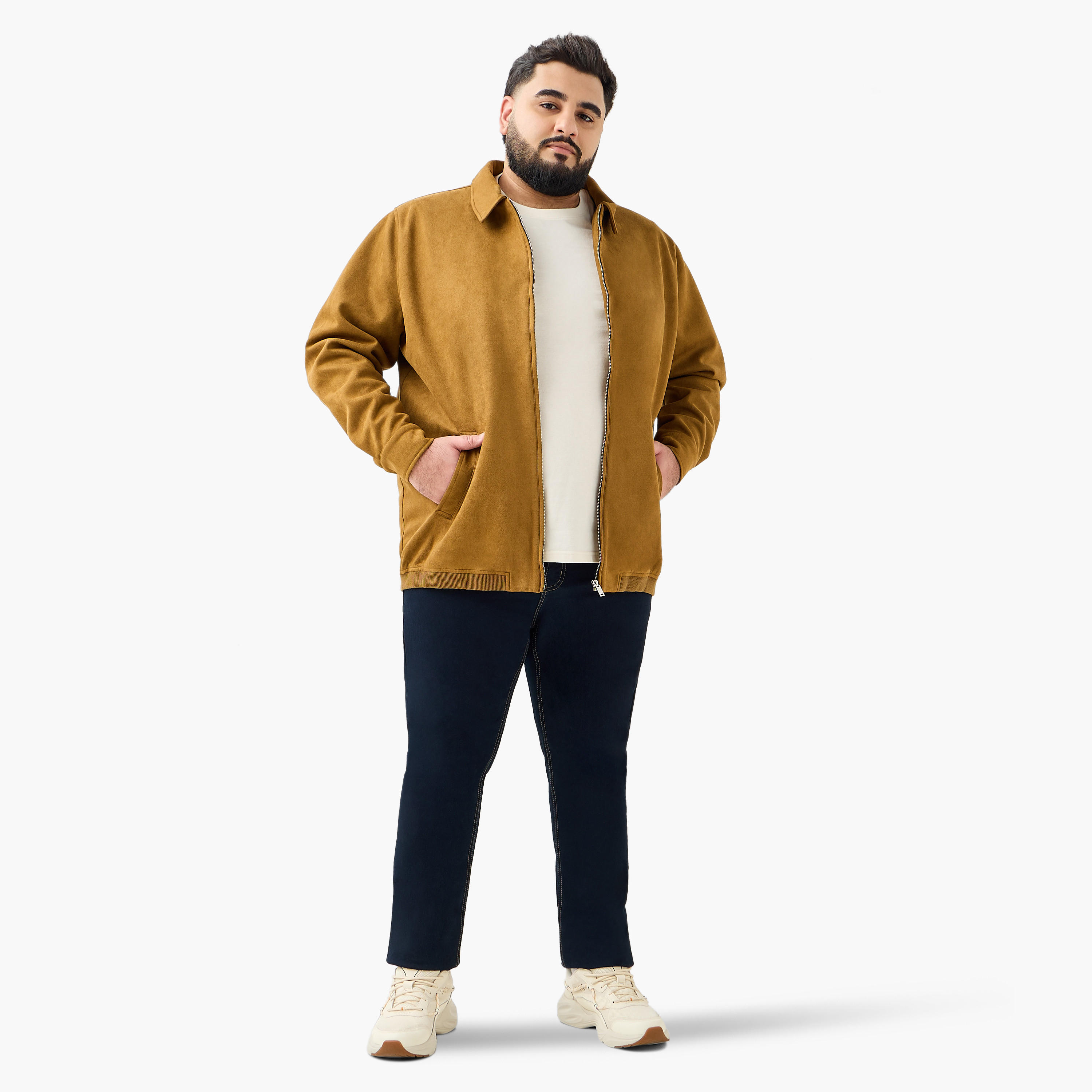 Men Regular Fit Suede Longline Jacket-men-clothing-jacketsandblazers-jackets-image-2