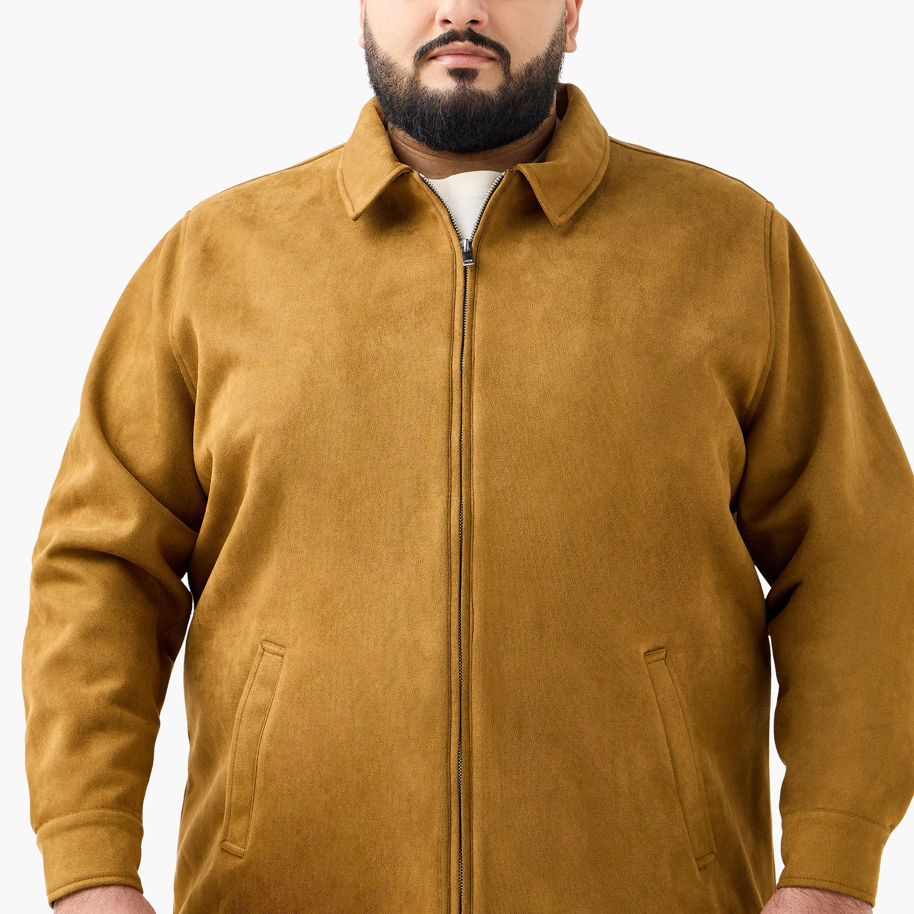 جاكيت جلد سويدي طويل بقصة عادية للرجال-men-clothing-jacketsandblazers-jackets-image-2
