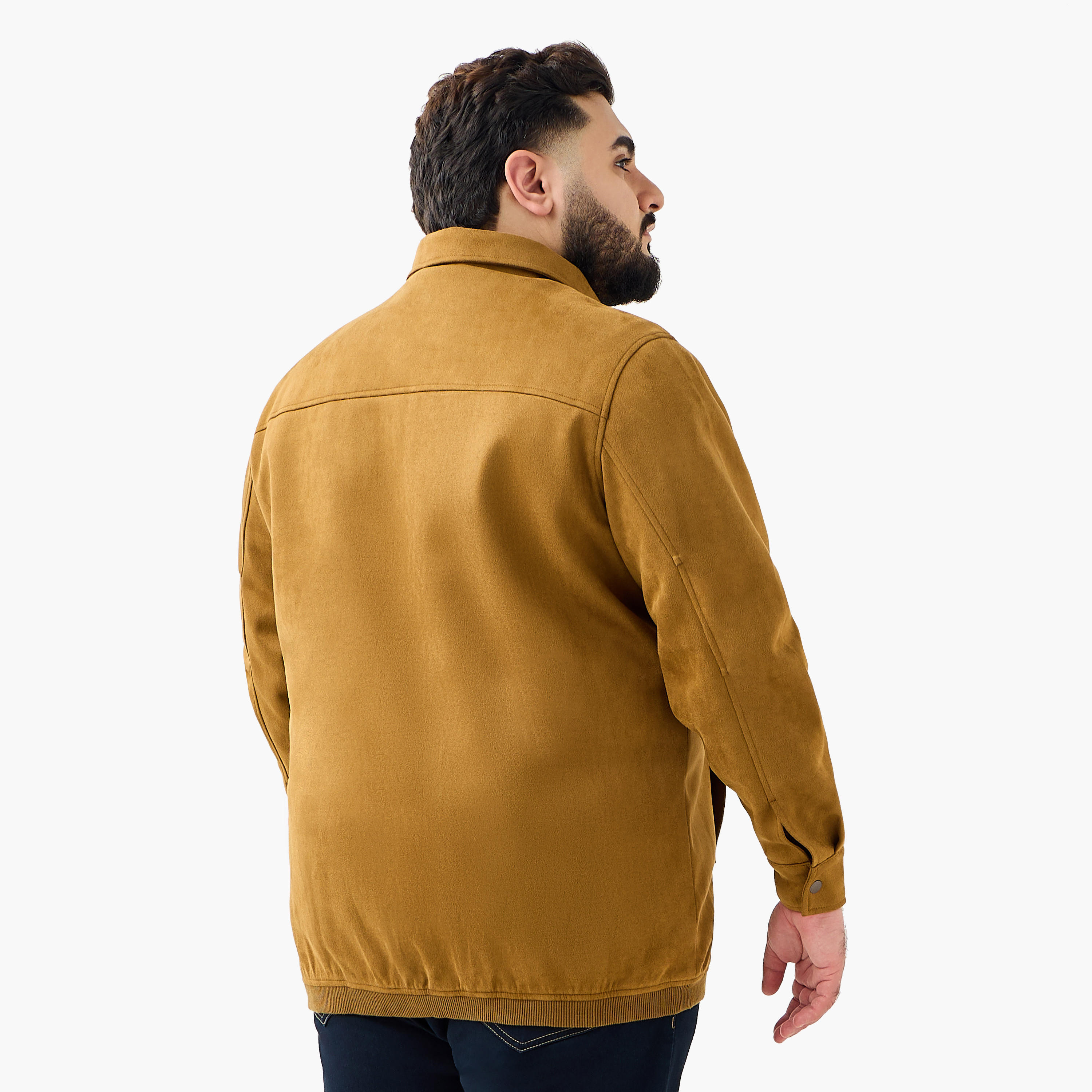 Men Regular Fit Suede Longline Jacket-men-clothing-jacketsandblazers-jackets-image-4
