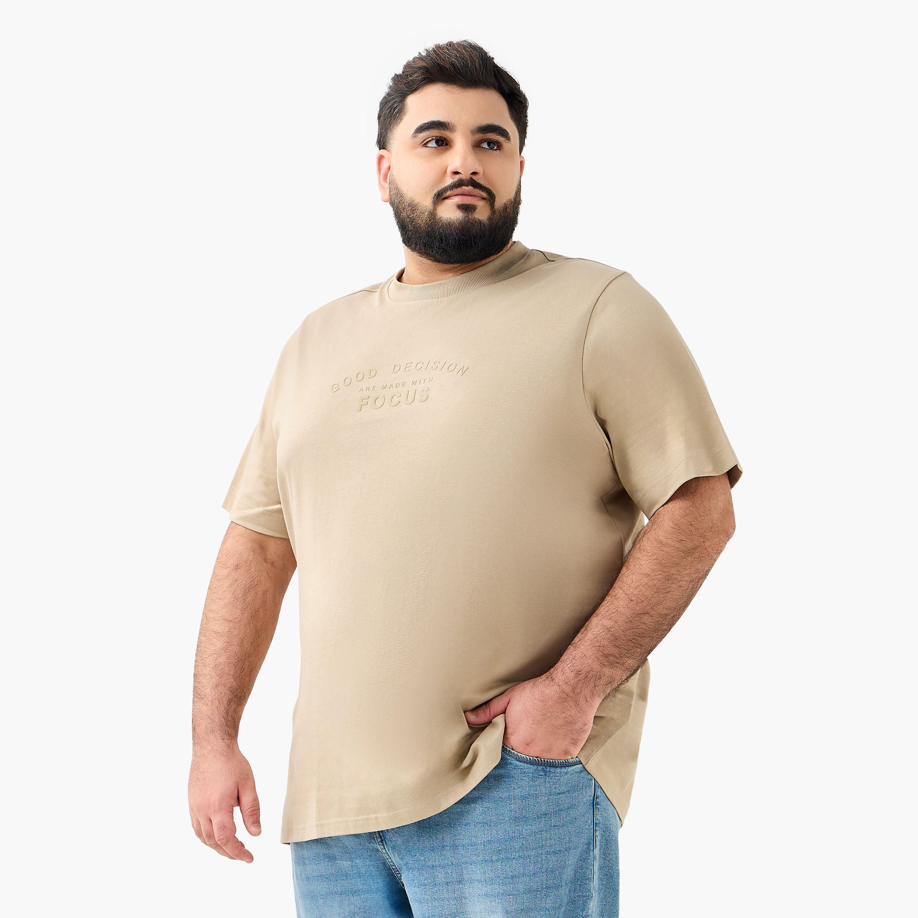 Men Regular Fit Crew Neck Short Sleeves Slogan Print T-shirt-men-clothing-tshirtsandpolos-tshirts-image-1