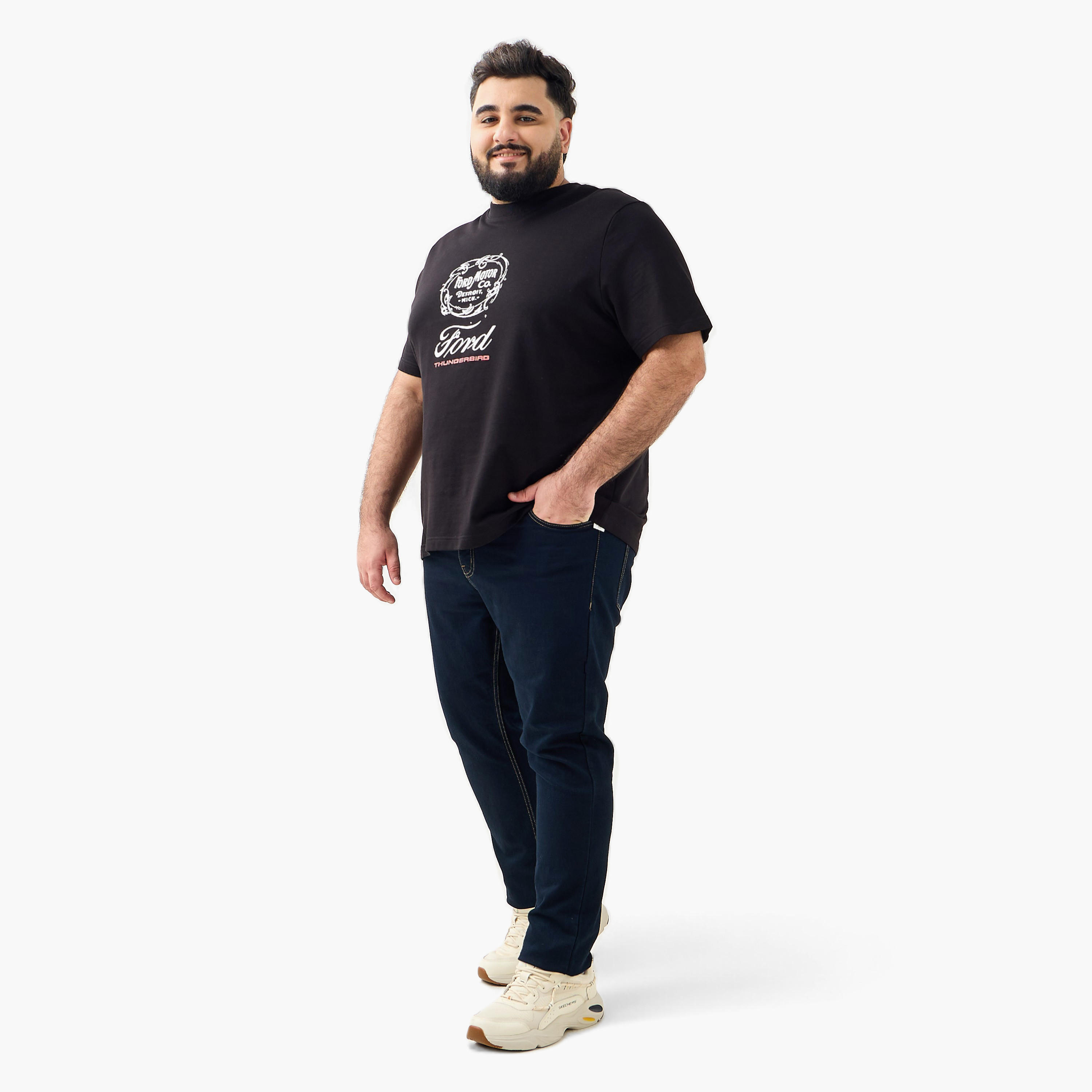 Men Crew Neck Short Sleeves Ford Print T-shirt-men-clothing-tshirtsandpolos-tshirts-image-2