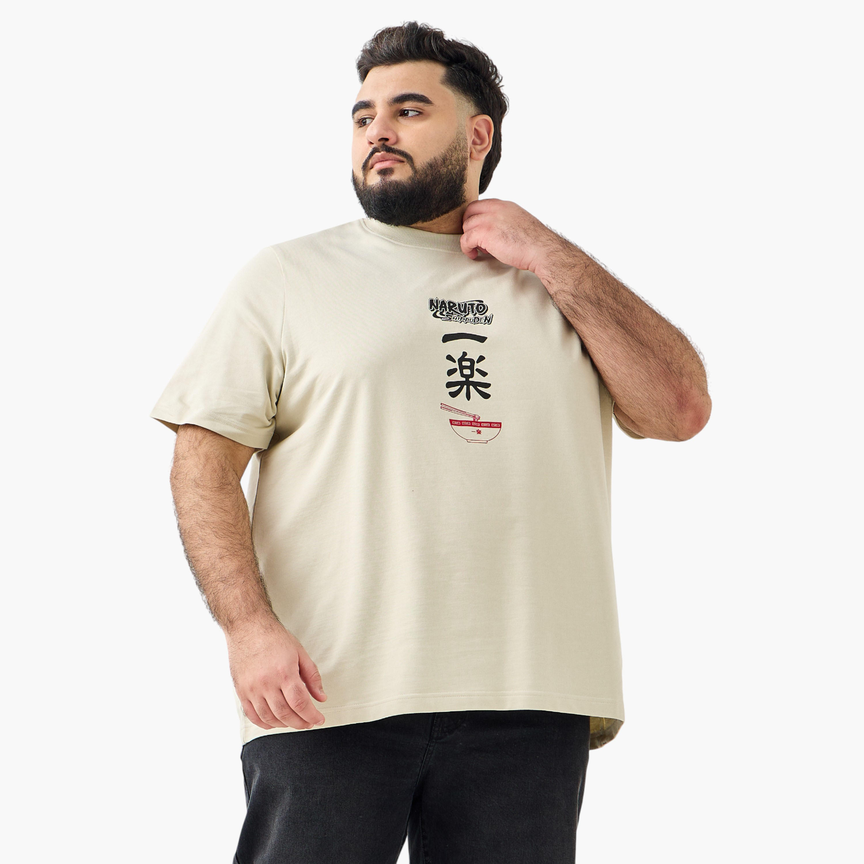 تيشيرت بقصّة عادية وياقة ضيّقة وأكمام قصيرة بطبعات ناروتو شيبودن للرجال-men-clothing-tshirtsandpolos-tshirts-image-3