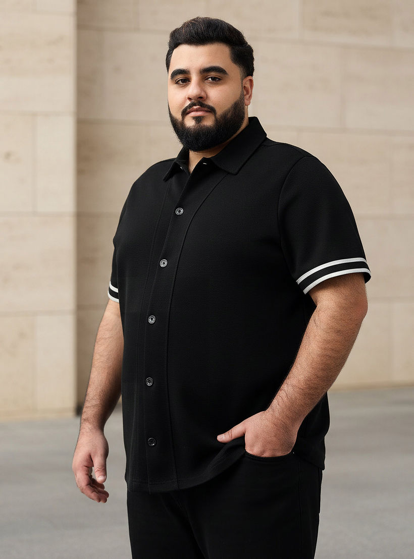 Men Regular Fit Collared Embroidered Short Sleeve Shirt-men-clothing-shirts-image-1