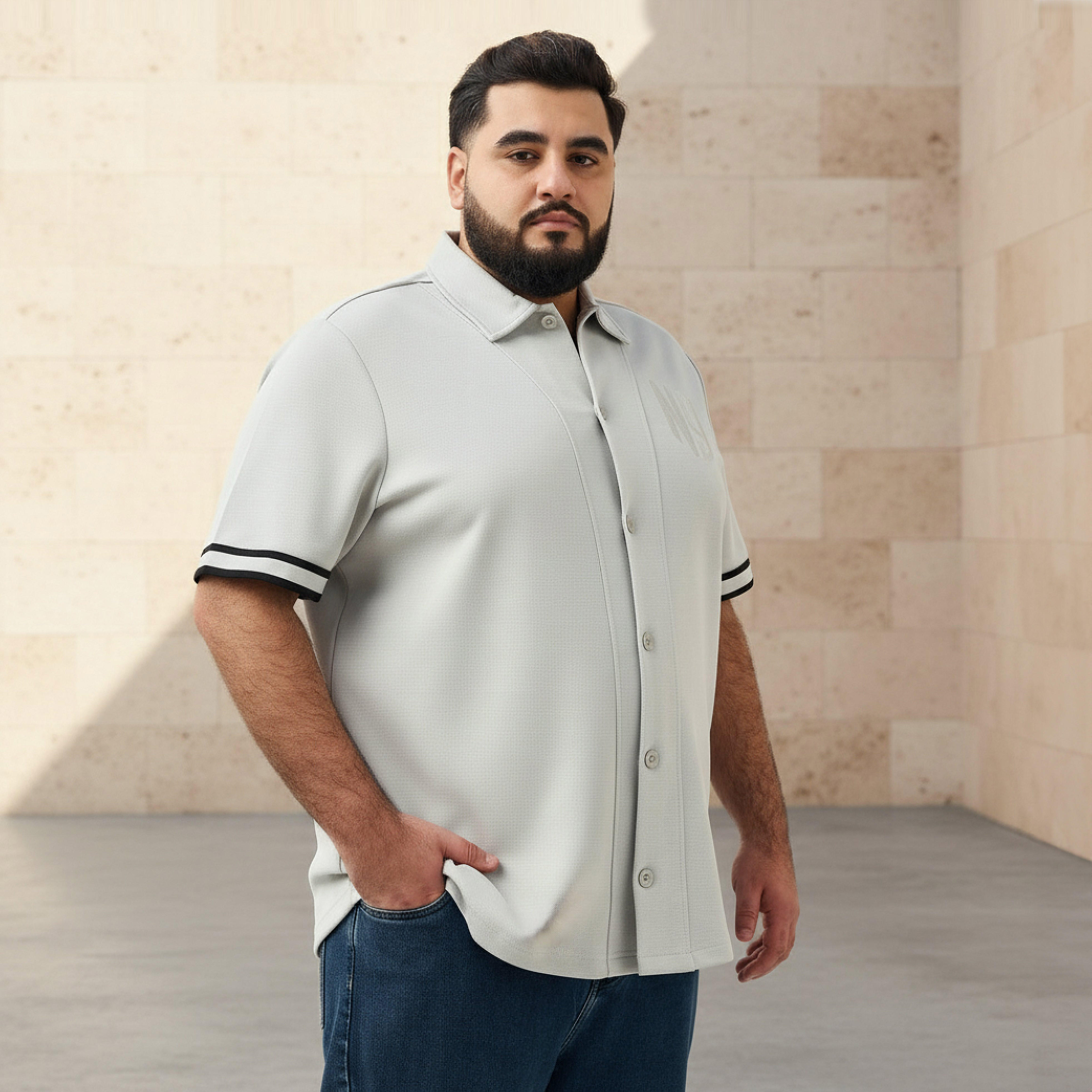 Men Regular Fit Collared Embroidered Short Sleeve Shirt-men-clothing-shirts-image-1