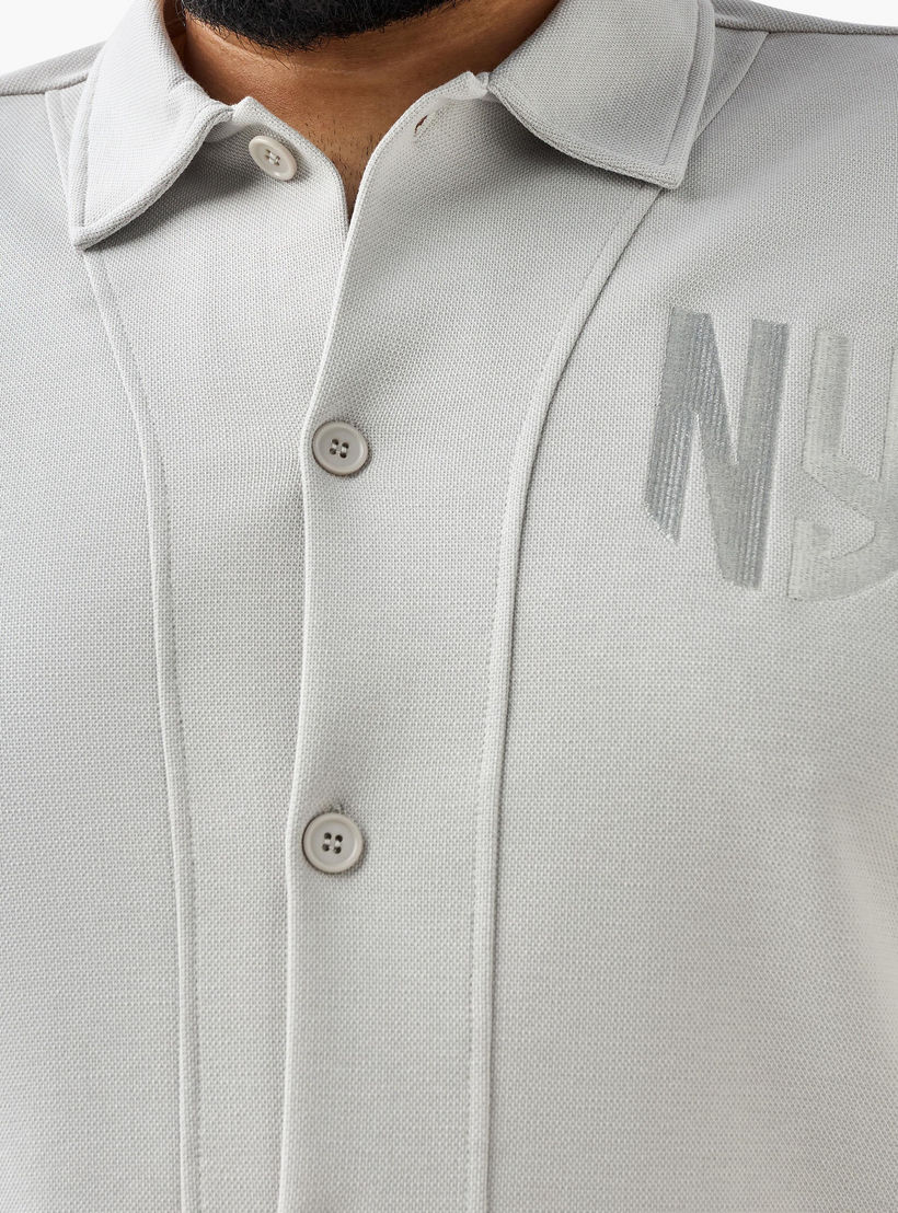 Men Regular Fit Collared Embroidered Short Sleeve Shirt-men-clothing-shirts-image-4