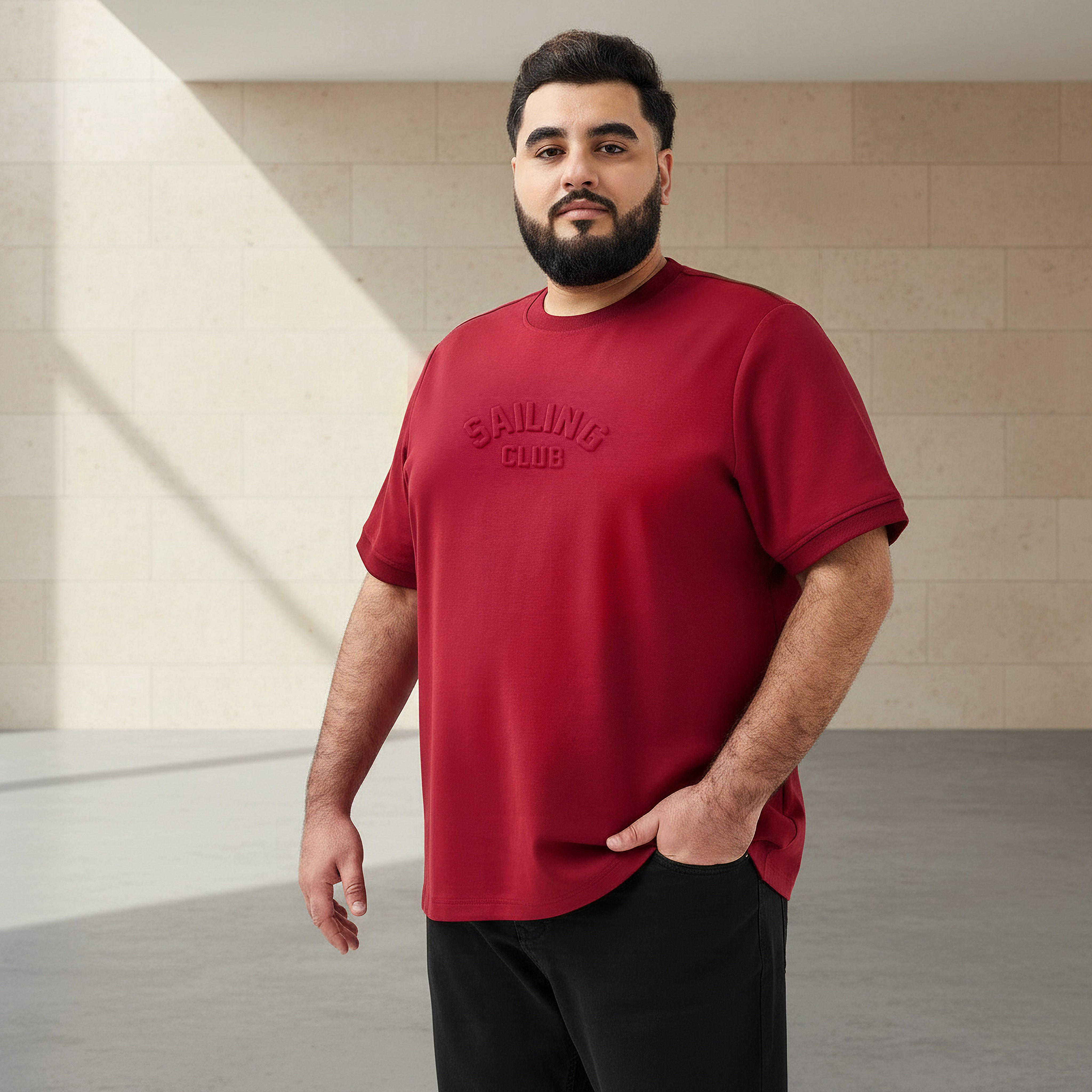 Men Regular Fit Crew Neck Short Sleeve Slogan Embossed T-shirt-men-clothing-tshirtsandpolos-tshirts-image-1