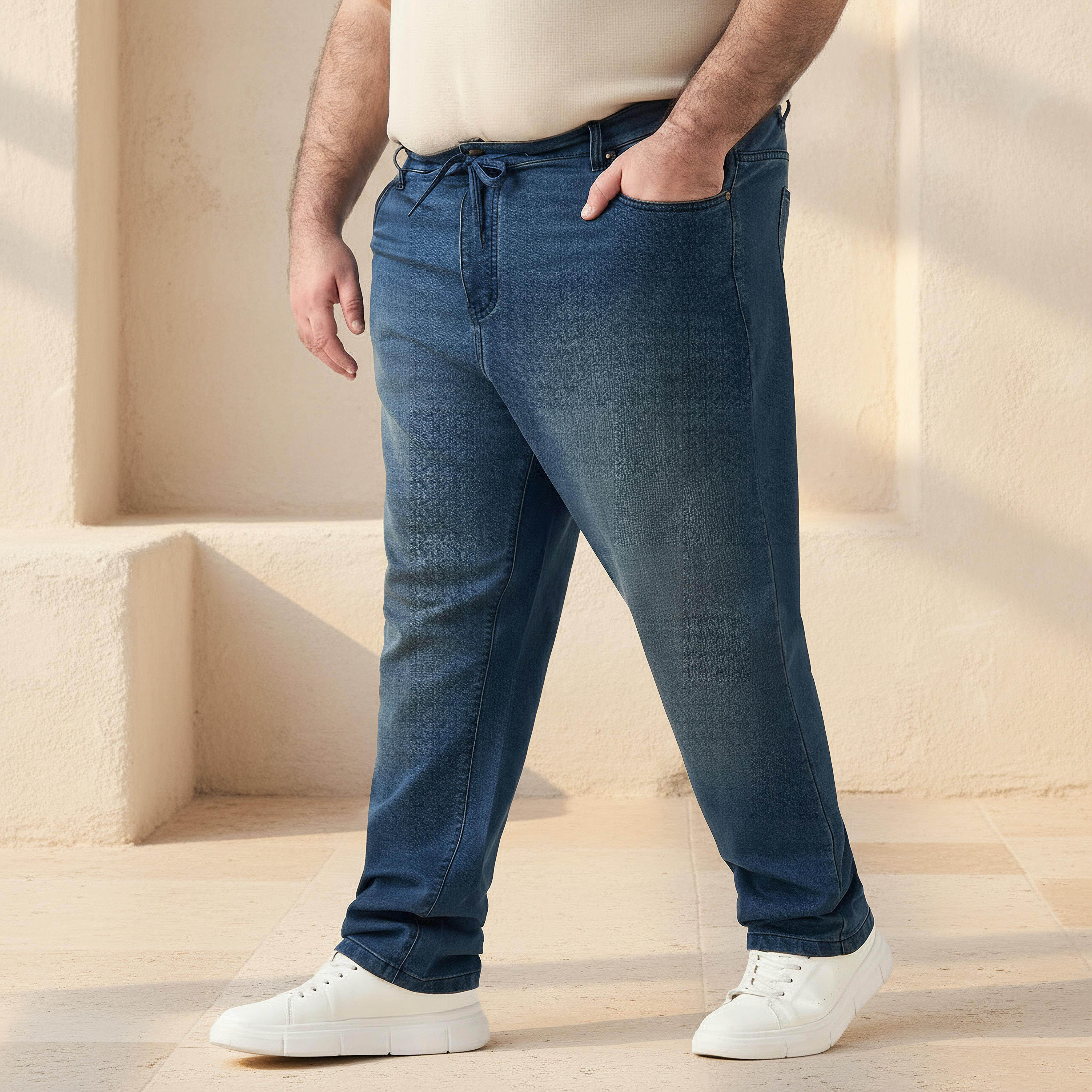 بنطلون جينز رجالي بقصة مريحة وخصر مرن-men-clothing-bottoms-jeans-image-1