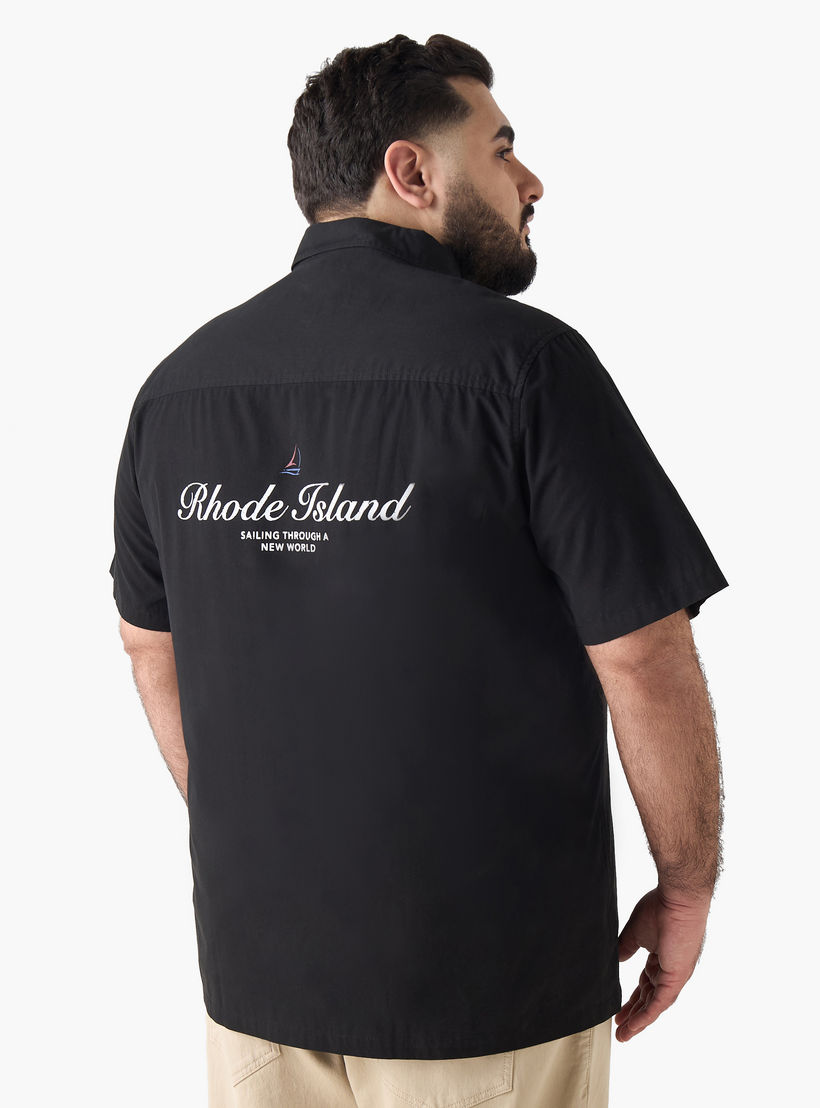 Men Regular Fit Collared Rhode Island Print Short Sleeves Shirt-men-clothing-shirts-image-2