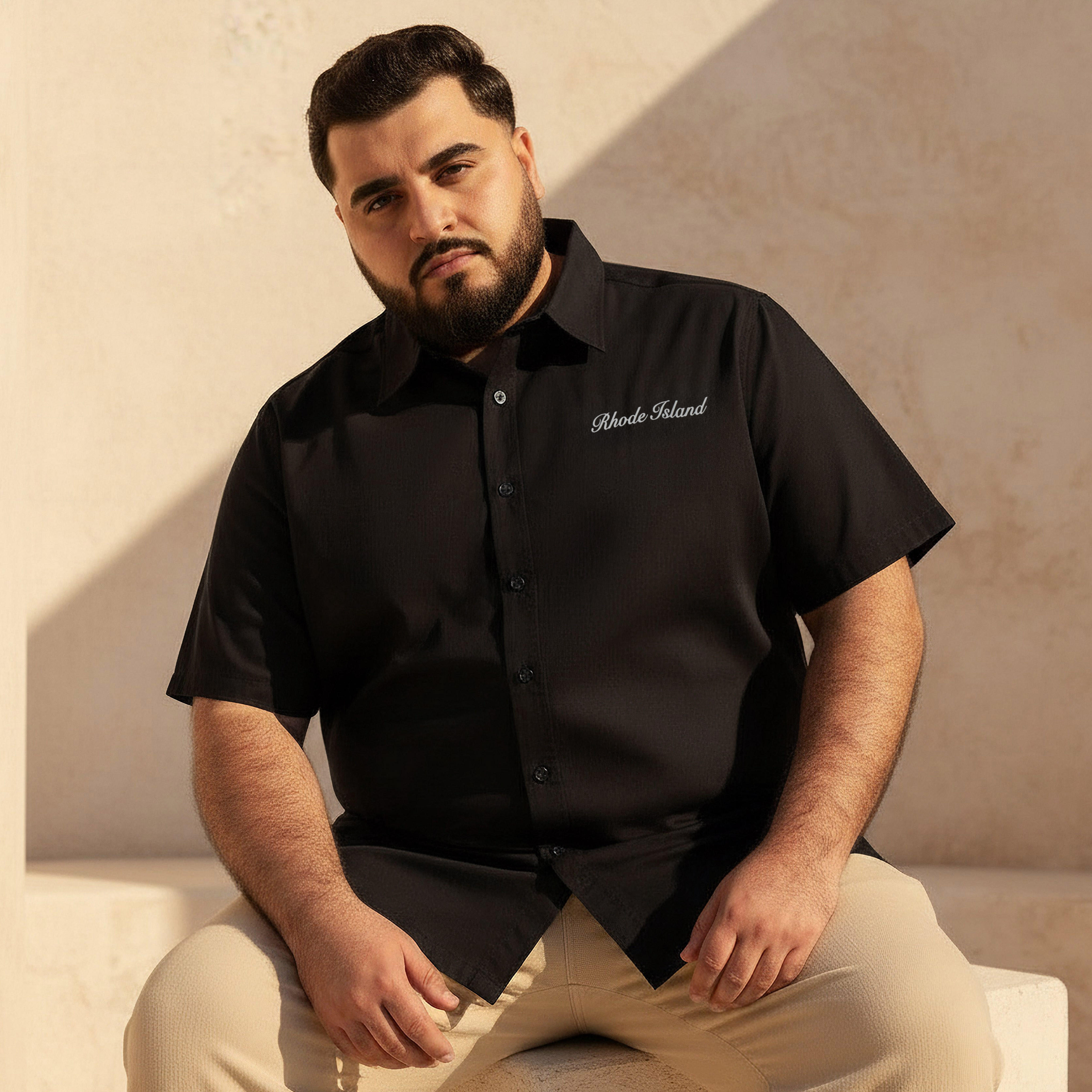 Men Regular Fit Collared Rhode Island Print Short Sleeves Shirt-men-clothing-shirts-image-1