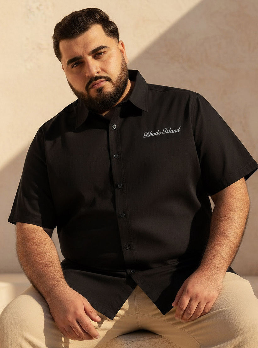 Men Regular Fit Collared Rhode Island Print Short Sleeves Shirt-men-clothing-shirts-image-1